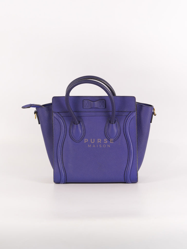 Nano Luggage in Blue Drummed Calfskin Leather | Purse Maison Luxury Bags Shop