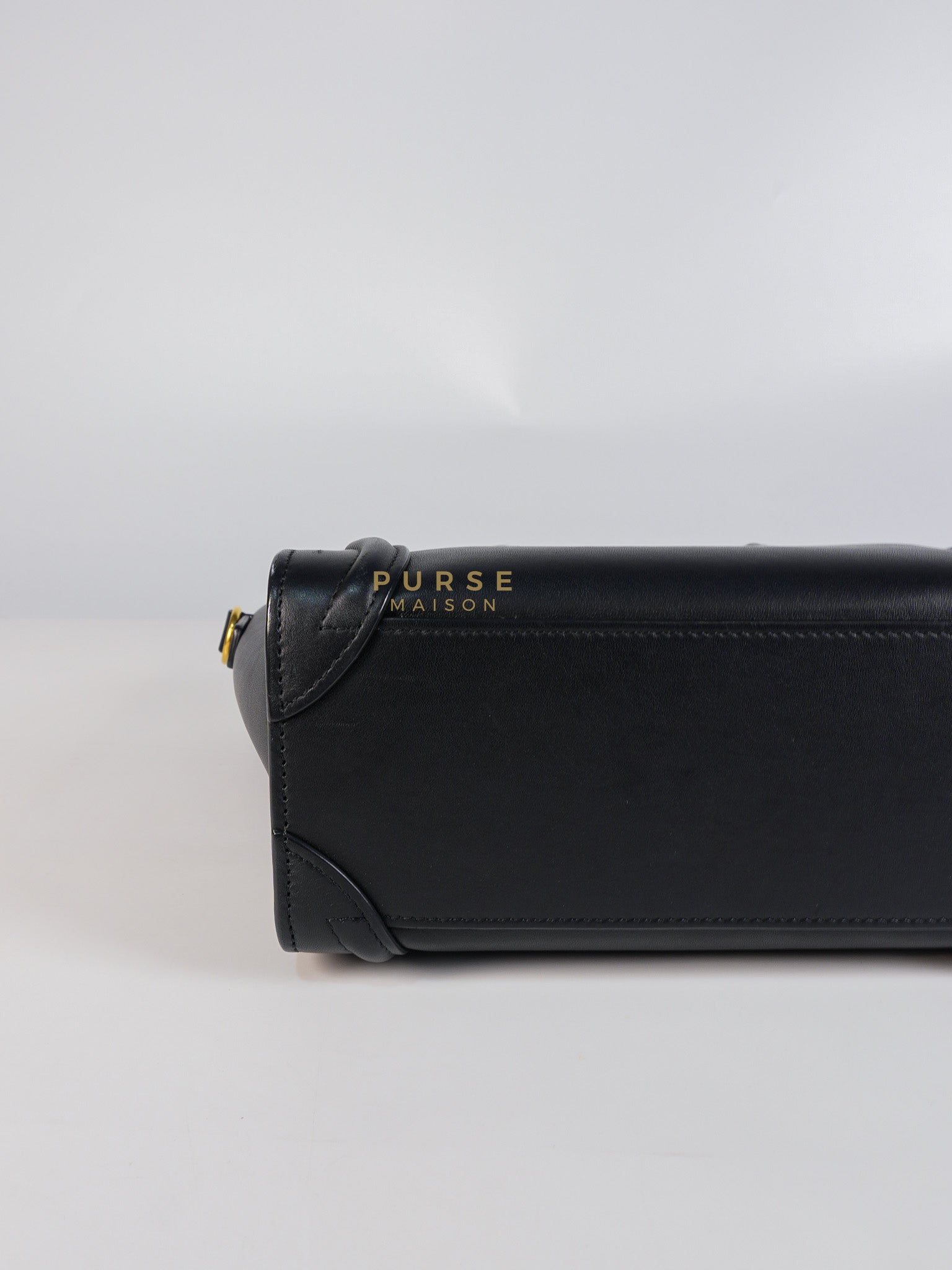 Micro Luggage Tote Bag in Black Calfskin Leather | Purse Maison Luxury Bags Shop