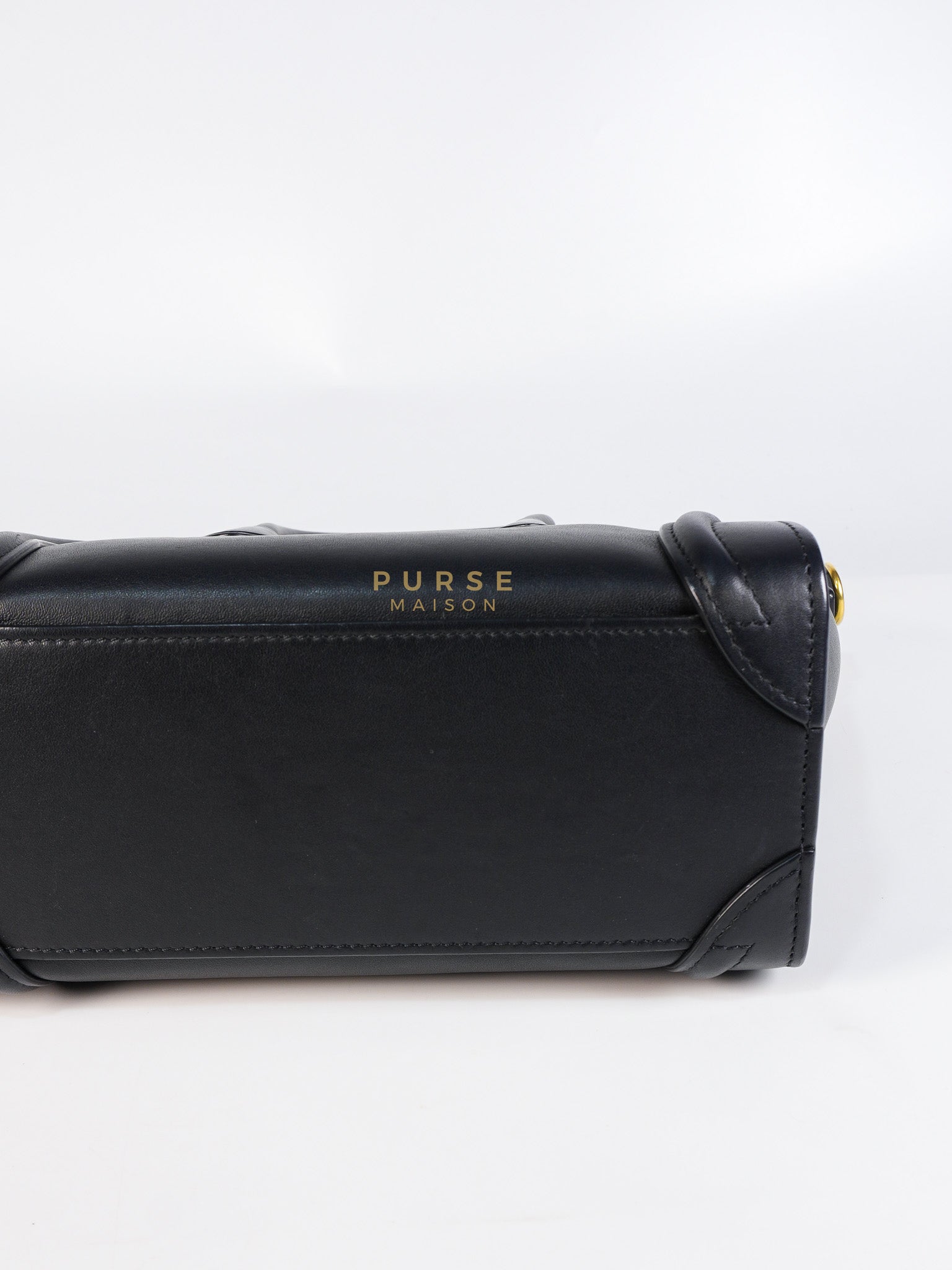 Micro Luggage Tote Bag in Black Calfskin Leather | Purse Maison Luxury Bags Shop