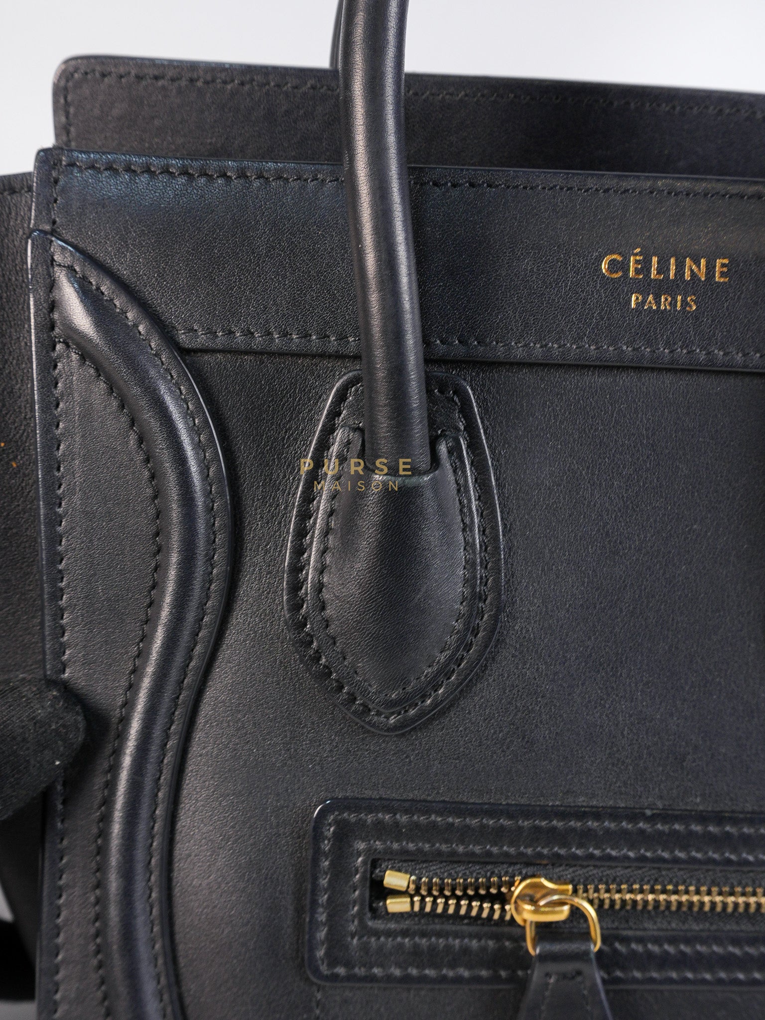 Micro Luggage Tote Bag in Black Calfskin Leather | Purse Maison Luxury Bags Shop