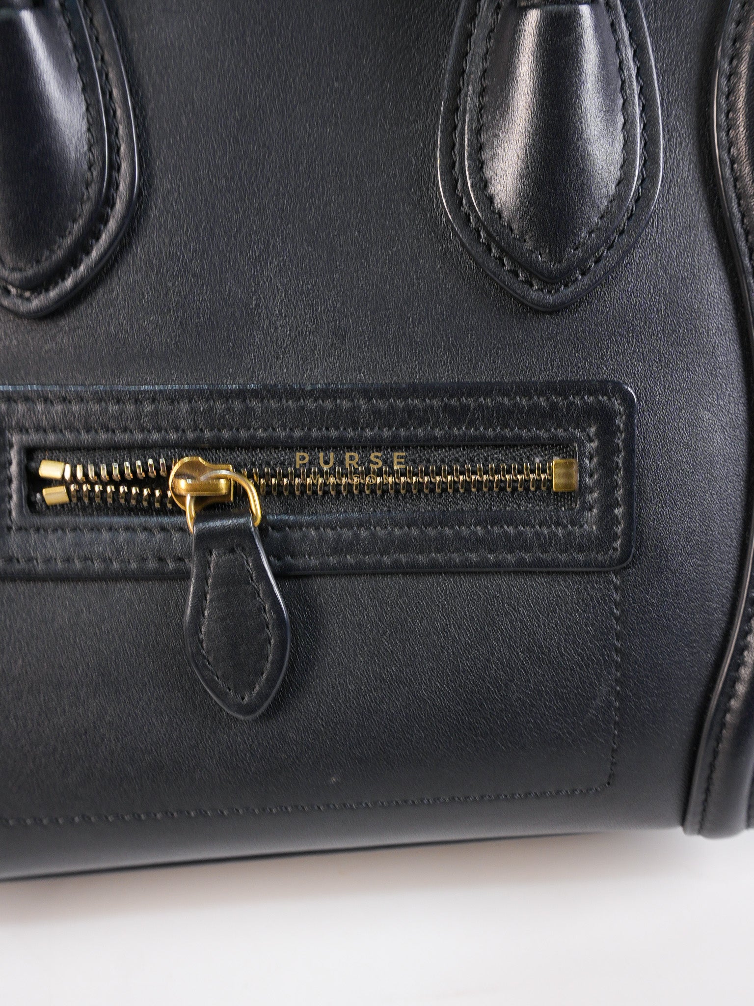 Micro Luggage Tote Bag in Black Calfskin Leather | Purse Maison Luxury Bags Shop
