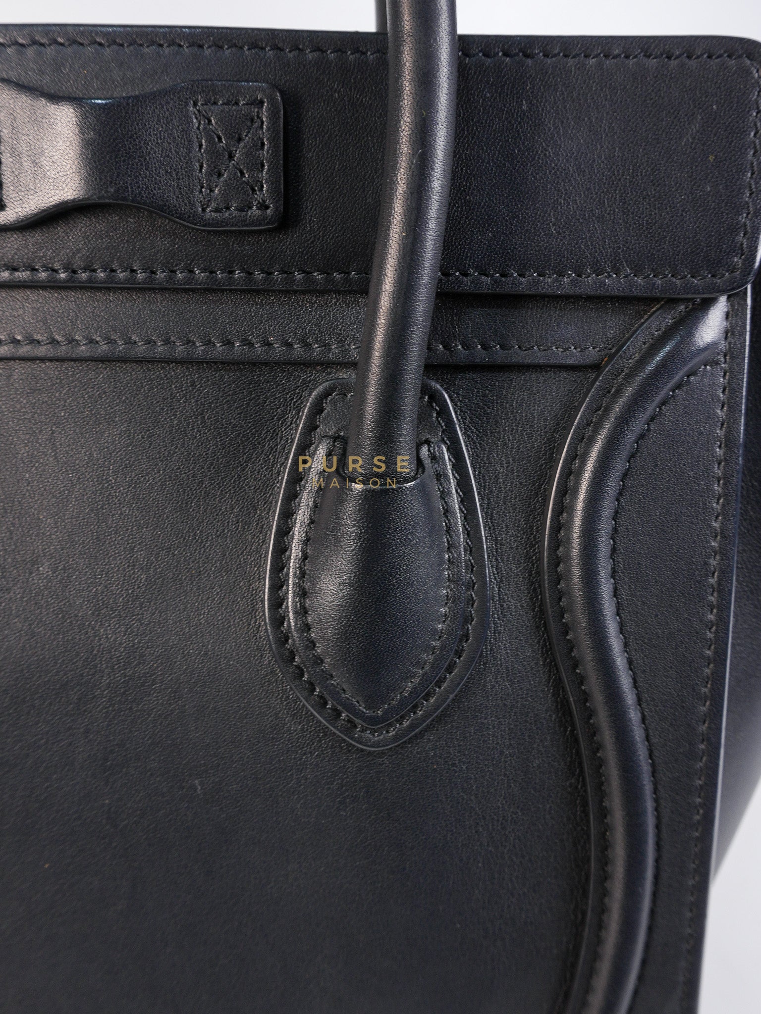 Micro Luggage Tote Bag in Black Calfskin Leather | Purse Maison Luxury Bags Shop