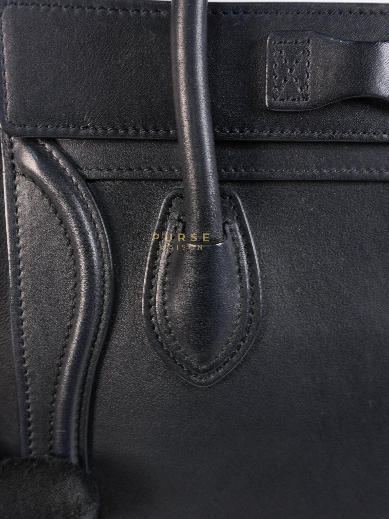 Micro Luggage Tote Bag in Black Calfskin Leather | Purse Maison Luxury Bags Shop