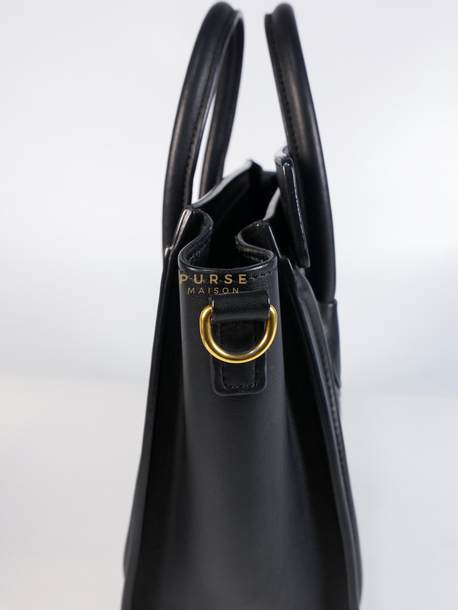 Micro Luggage Tote Bag in Black Calfskin Leather | Purse Maison Luxury Bags Shop