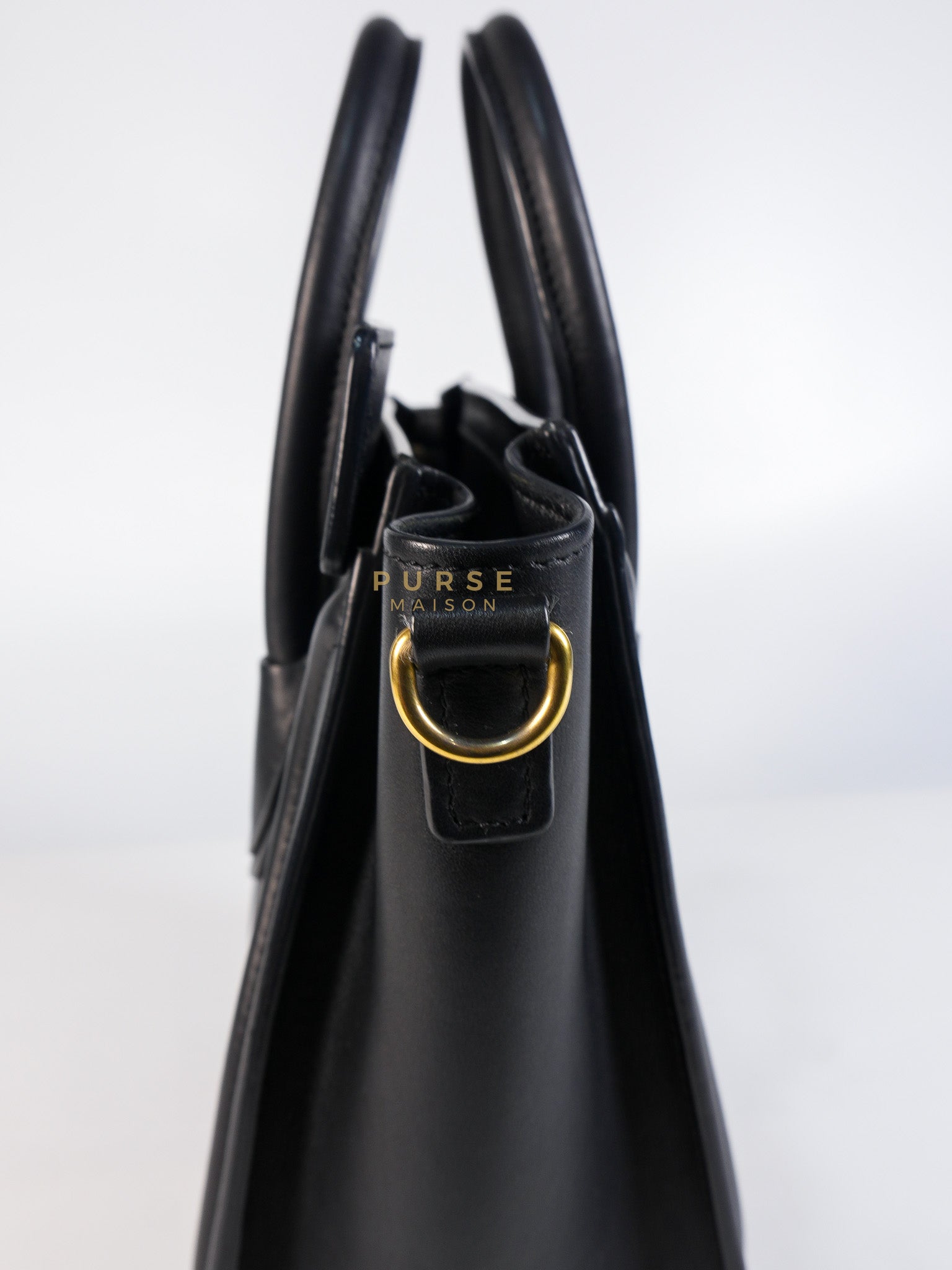 Micro Luggage Tote Bag in Black Calfskin Leather | Purse Maison Luxury Bags Shop