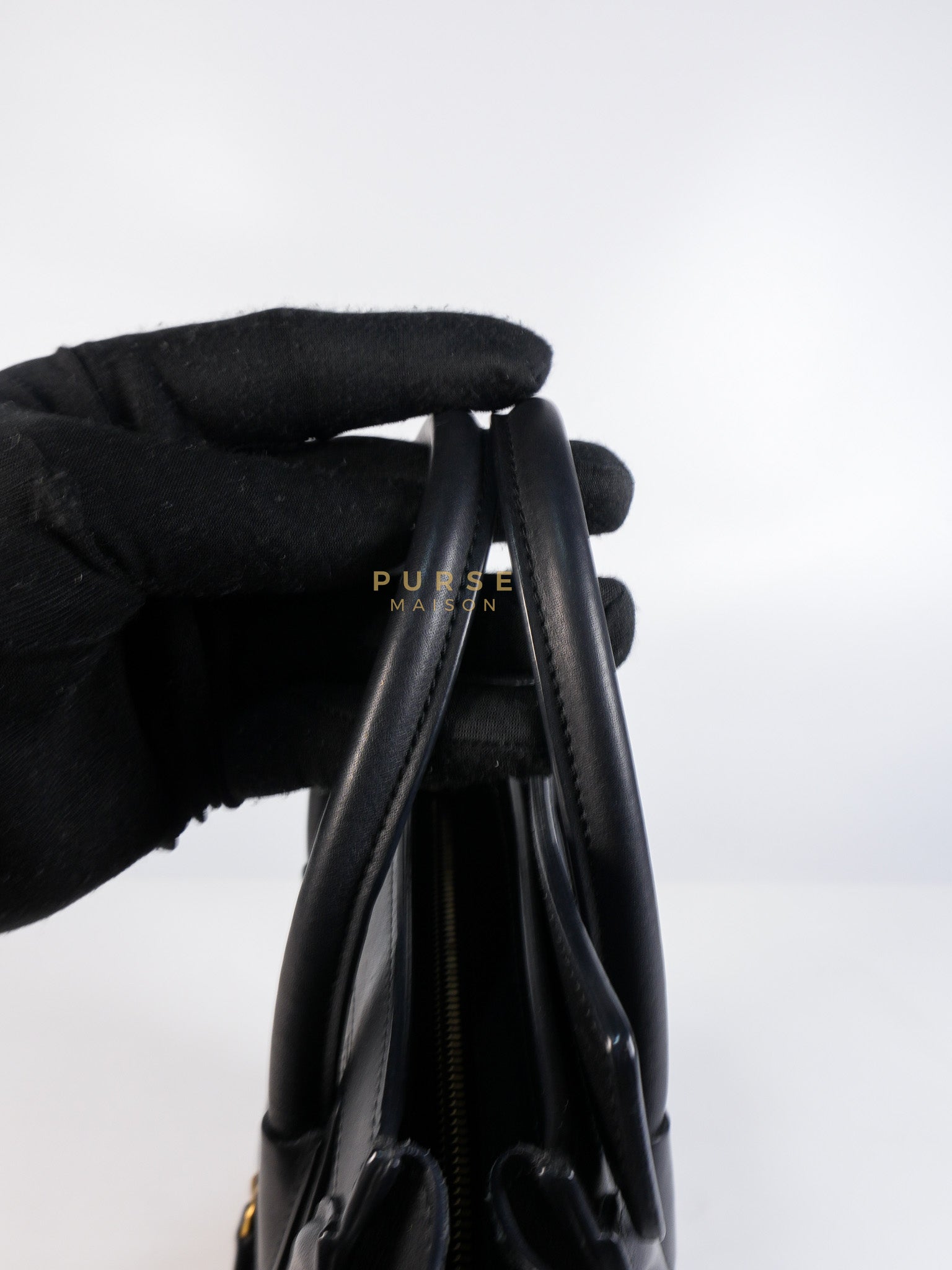 Micro Luggage Tote Bag in Black Calfskin Leather | Purse Maison Luxury Bags Shop