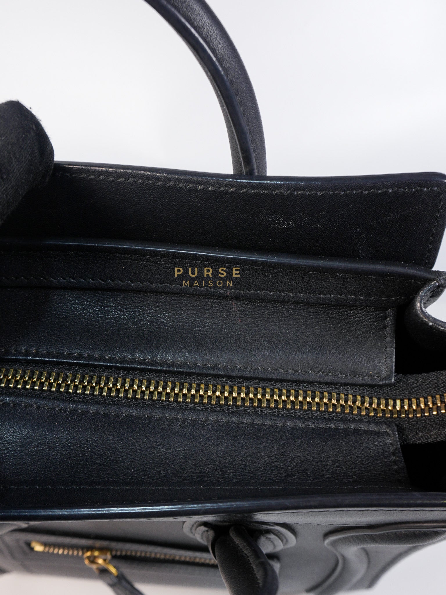 Micro Luggage Tote Bag in Black Calfskin Leather | Purse Maison Luxury Bags Shop