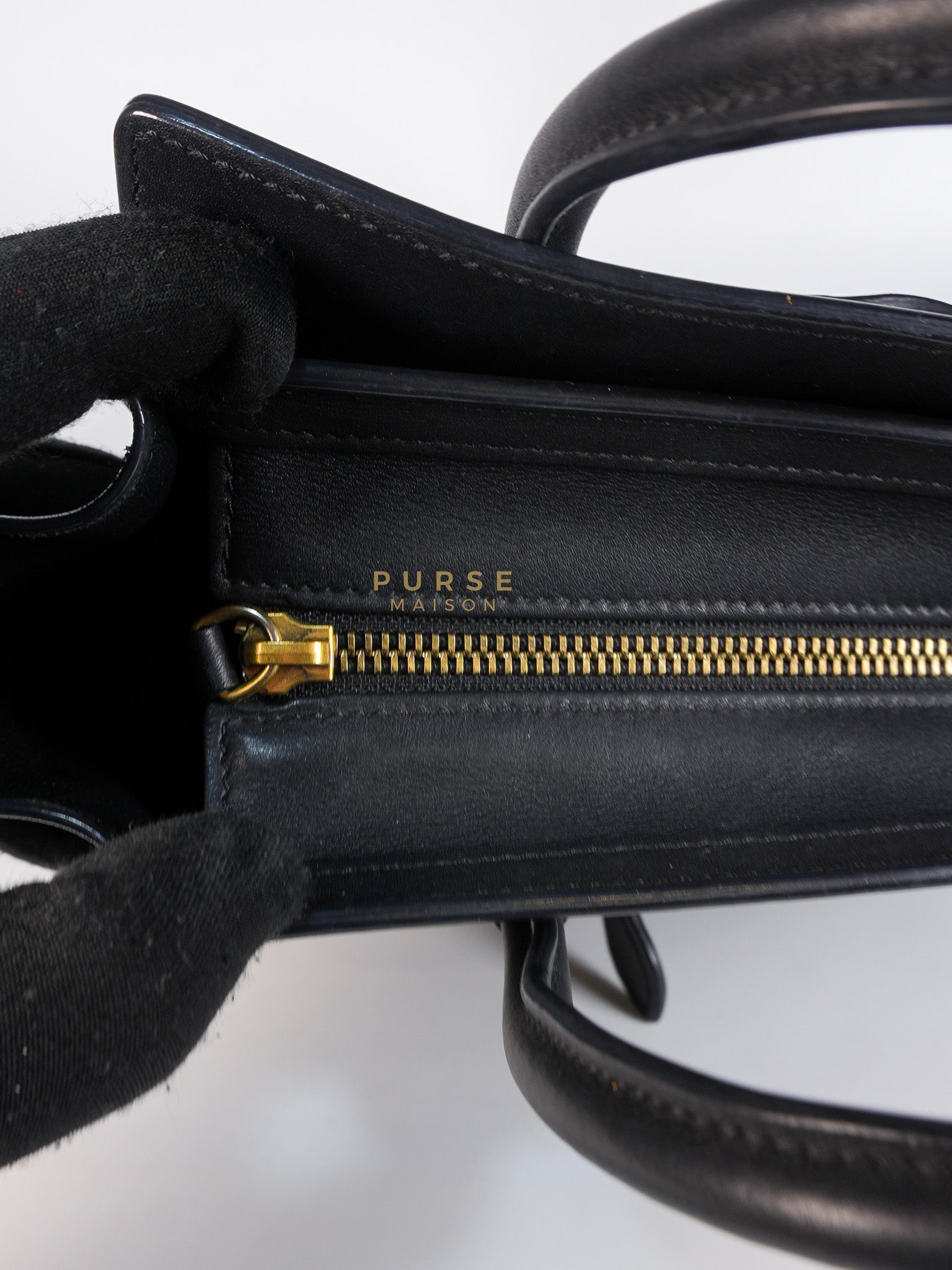 Micro Luggage Tote Bag in Black Calfskin Leather | Purse Maison Luxury Bags Shop