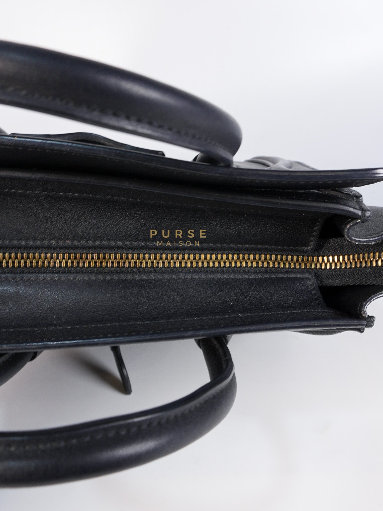 Micro Luggage Tote Bag in Black Calfskin Leather | Purse Maison Luxury Bags Shop