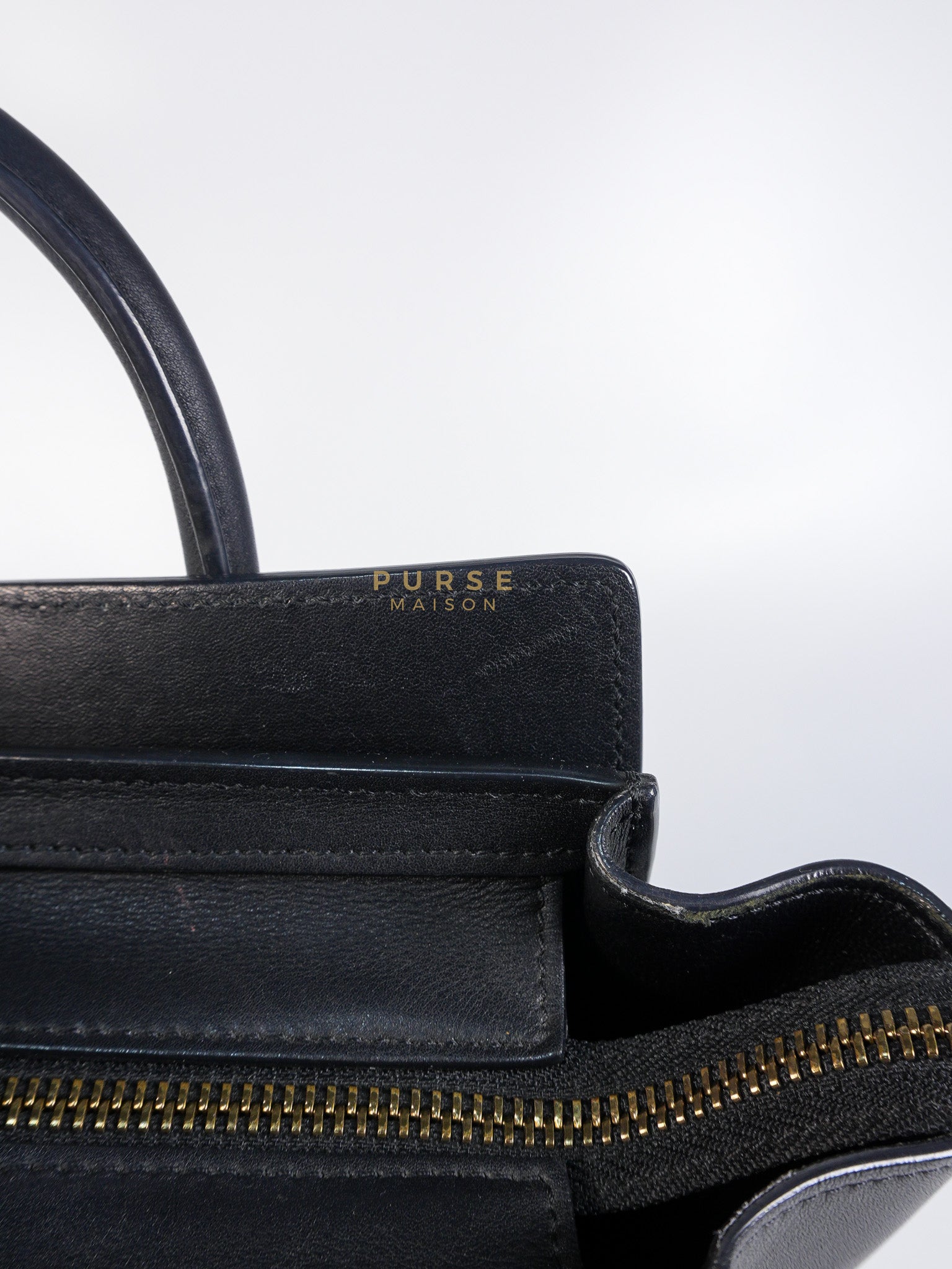 Micro Luggage Tote Bag in Black Calfskin Leather | Purse Maison Luxury Bags Shop