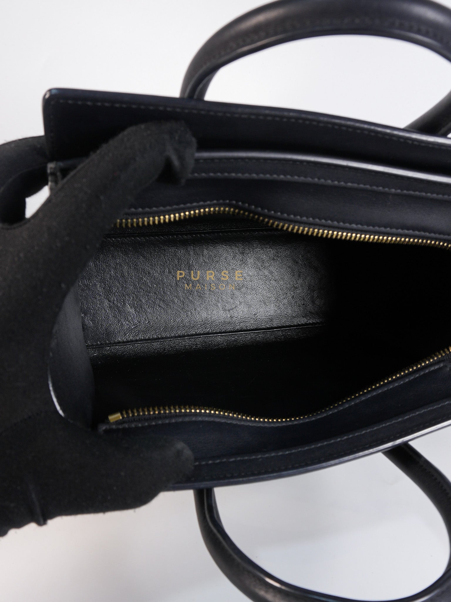 Micro Luggage Tote Bag in Black Calfskin Leather | Purse Maison Luxury Bags Shop