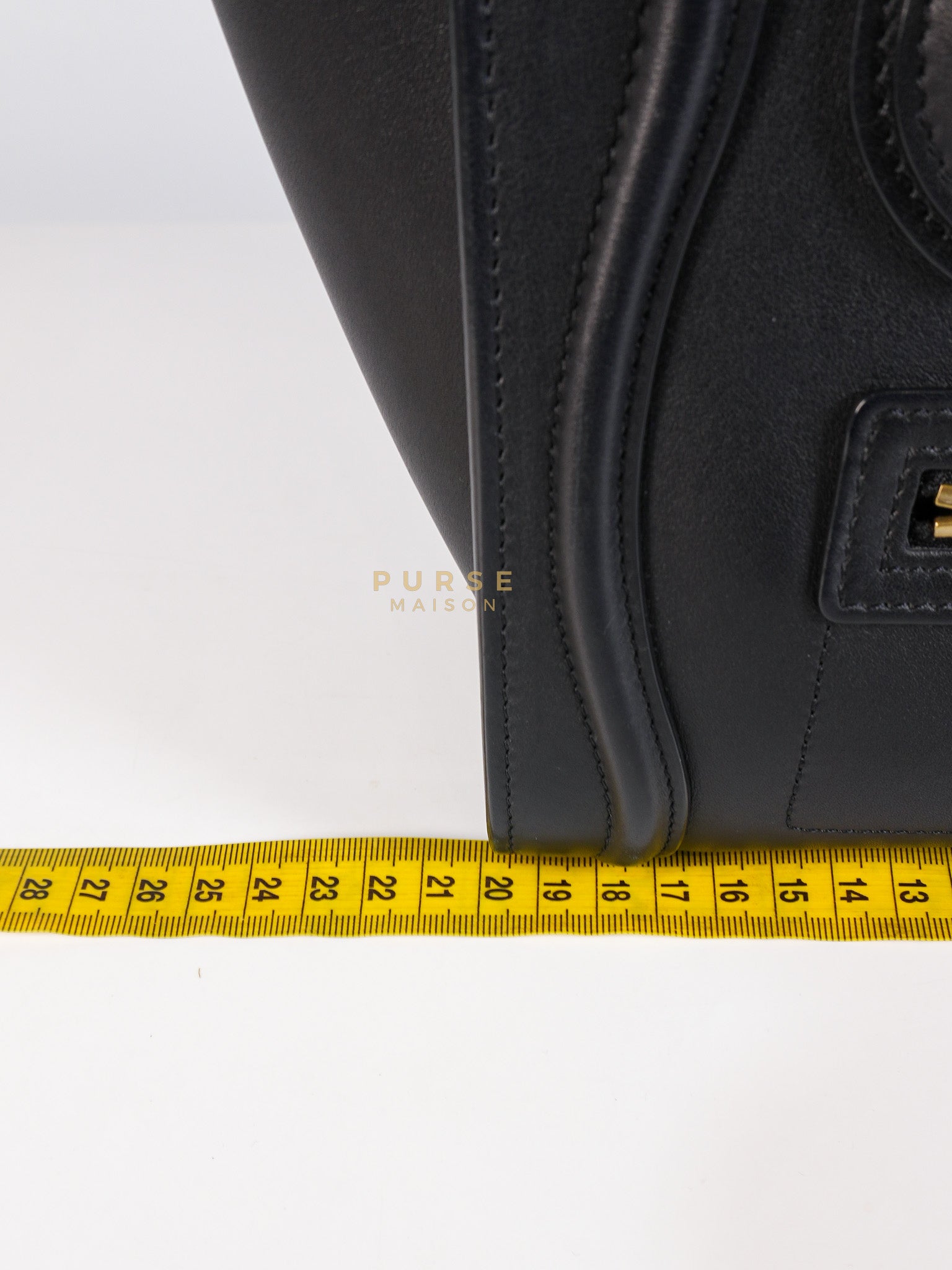 Micro Luggage Tote Bag in Black Calfskin Leather | Purse Maison Luxury Bags Shop