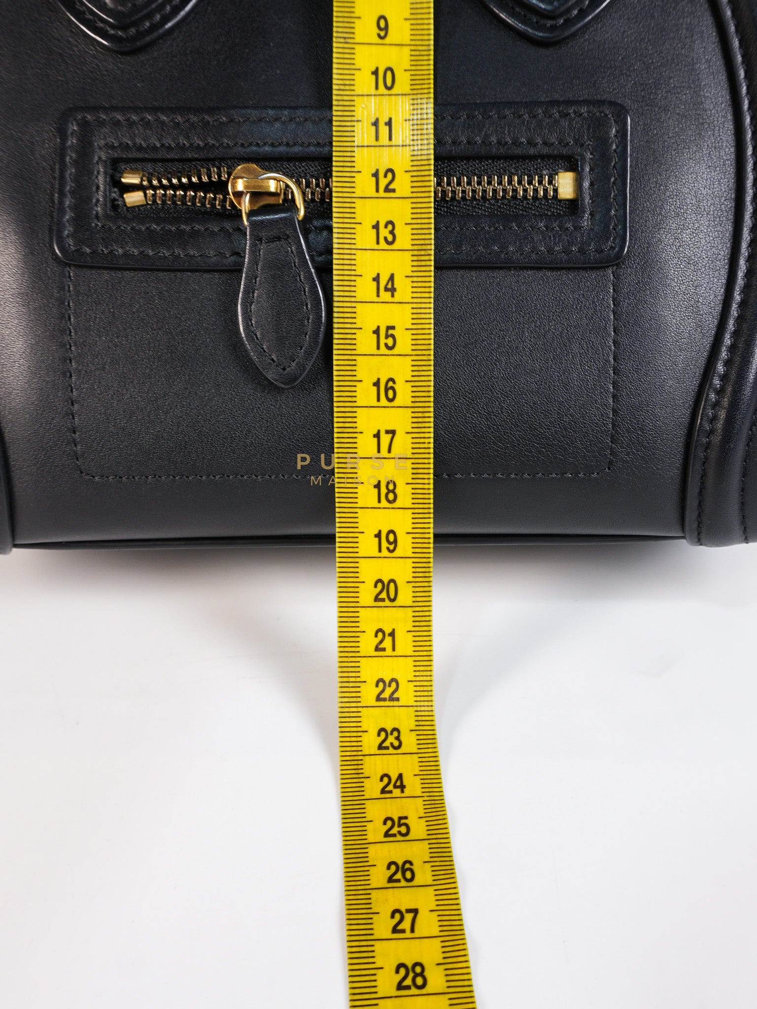 Micro Luggage Tote Bag in Black Calfskin Leather | Purse Maison Luxury Bags Shop