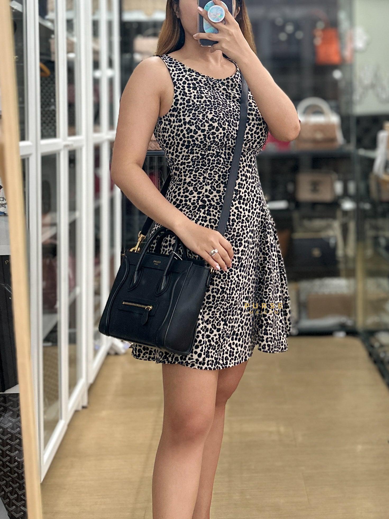 Nano Luggage Tote Bag in Black Calfskin Leather | Purse Maison Luxury Bags Shop