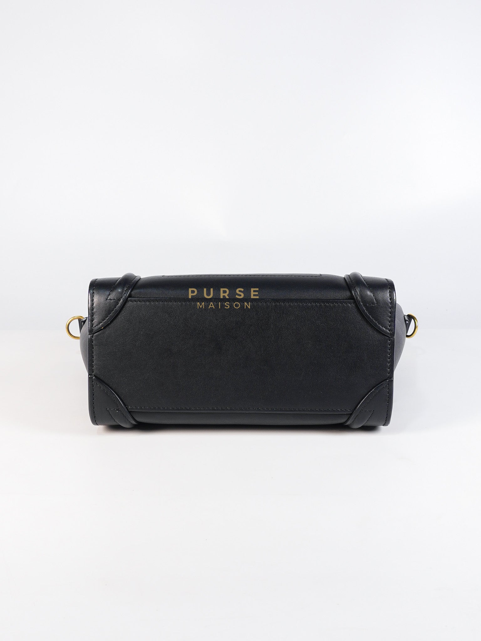 Micro Luggage Tote Bag in Black Calfskin Leather | Purse Maison Luxury Bags Shop