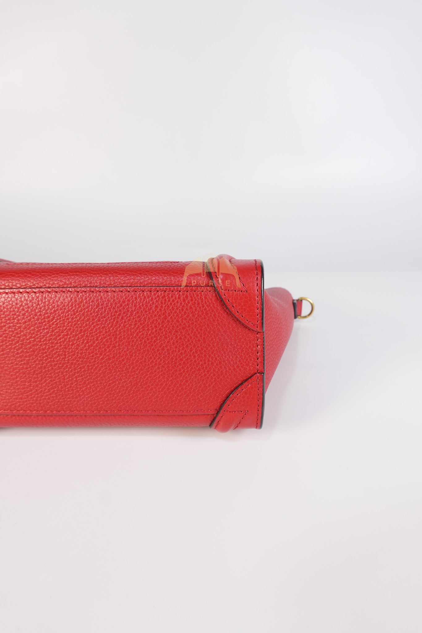Nano Luggage Tote Bag in Red Grained Calfskin Leather & Gold Hardware | Purse Maison Luxury Bags Shop