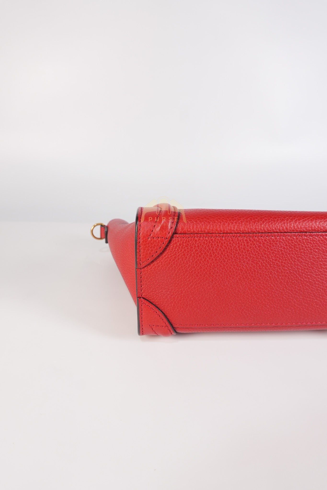 Nano Luggage Tote Bag in Red Grained Calfskin Leather & Gold Hardware | Purse Maison Luxury Bags Shop