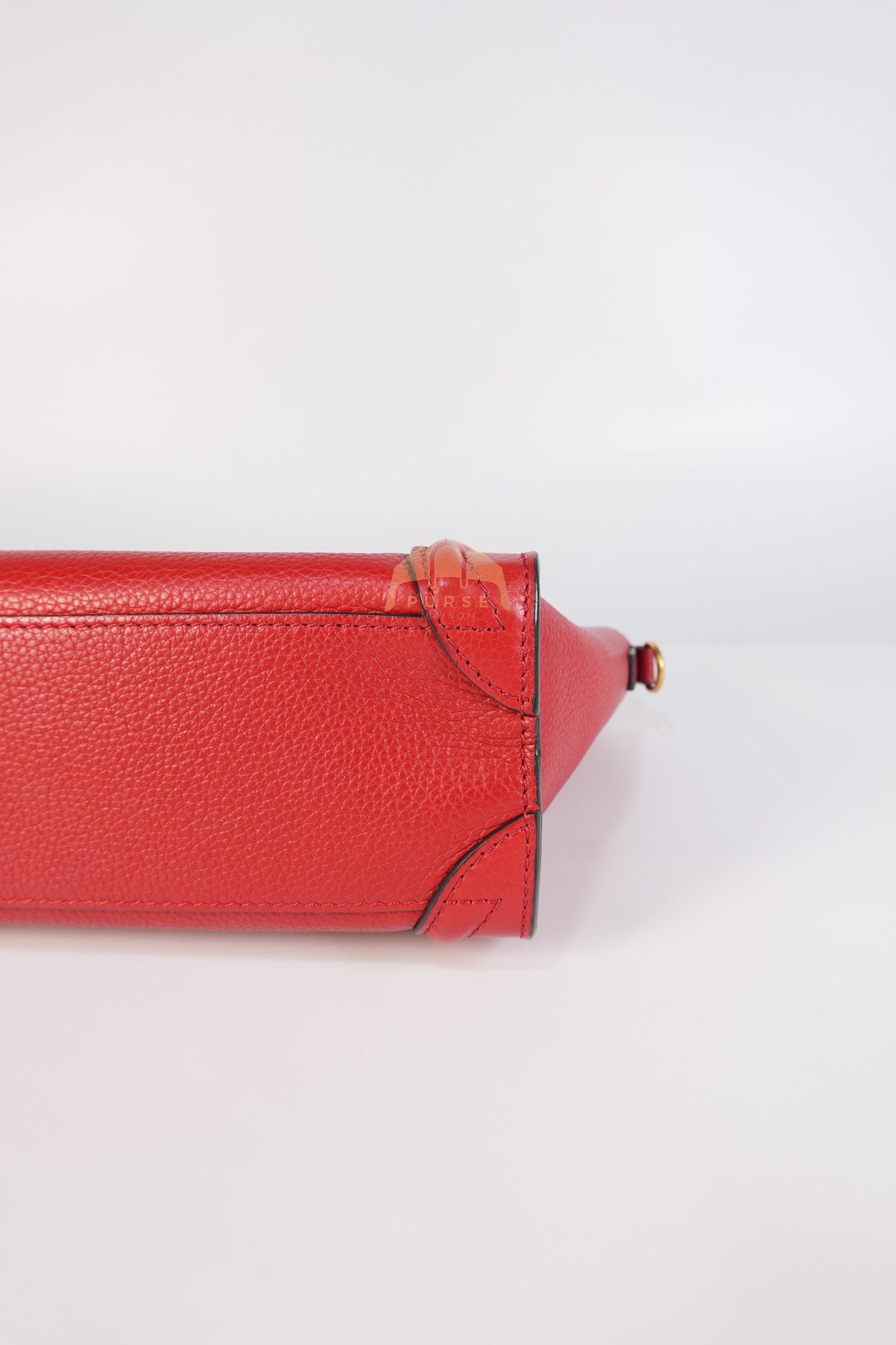 Nano Luggage Tote Bag in Red Grained Calfskin Leather & Gold Hardware | Purse Maison Luxury Bags Shop