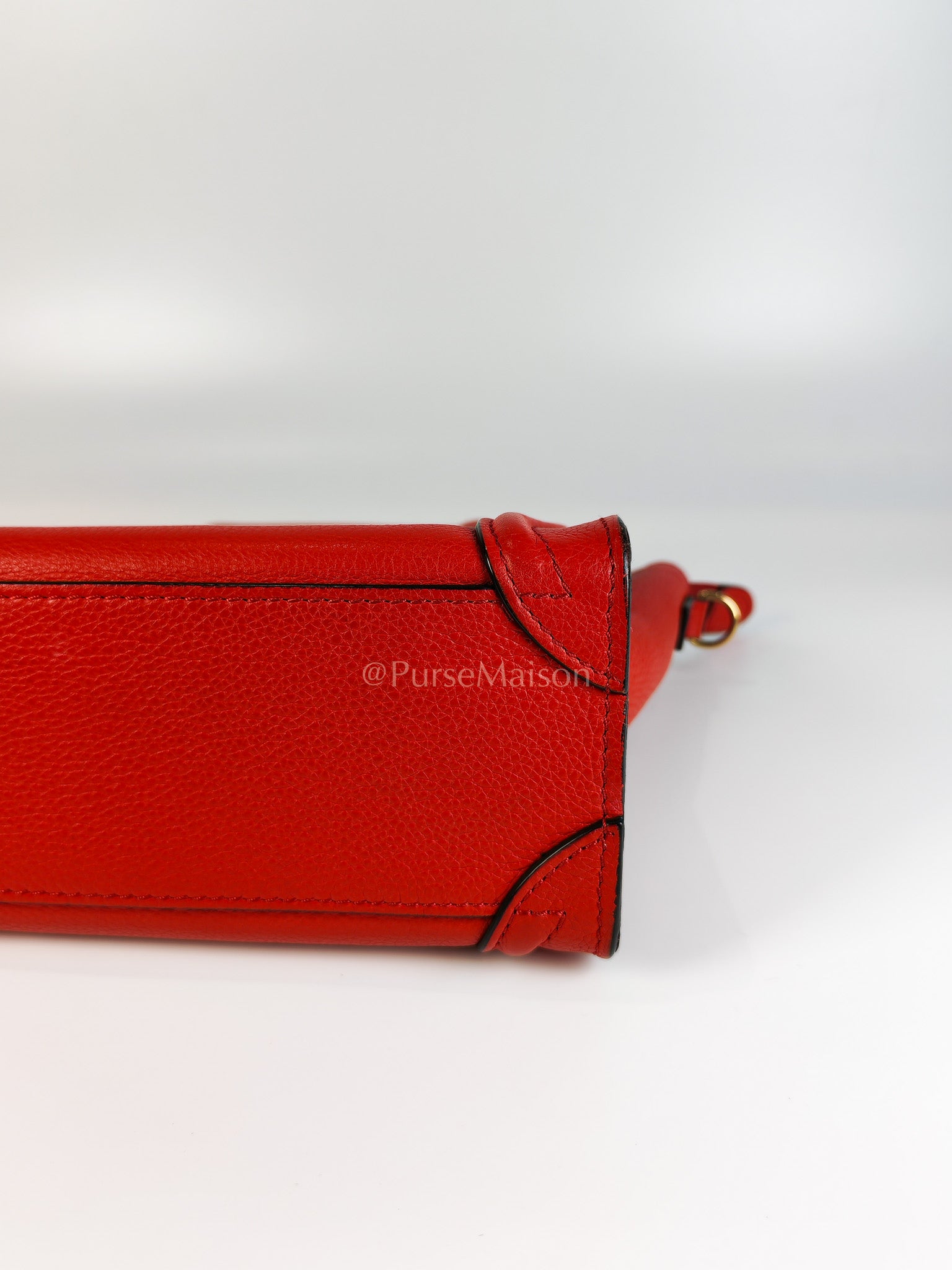 Nano Luggage Tote Bag in Red Grained Calfskin Leather | Purse Maison Luxury Bags Shop