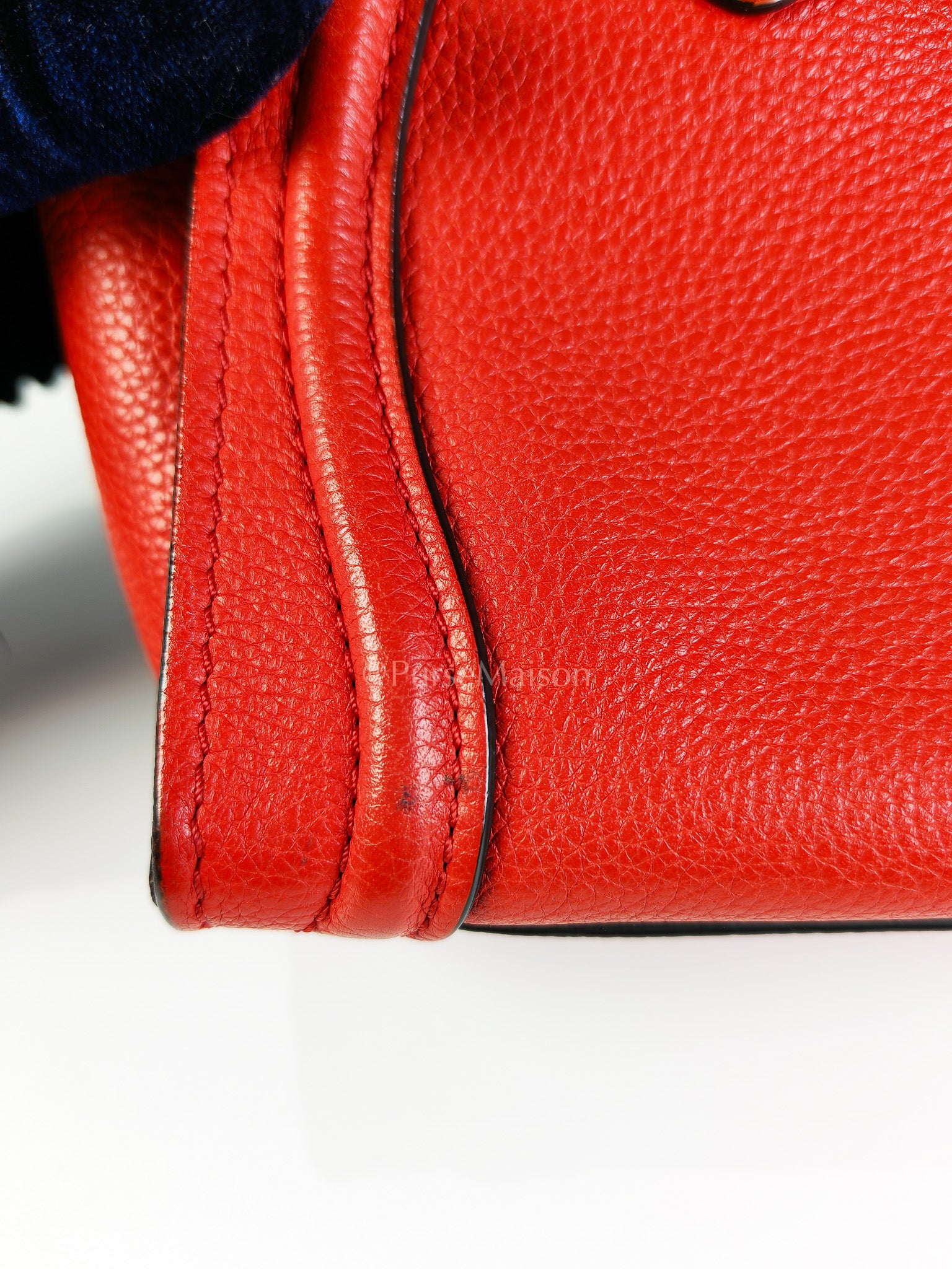 Nano Luggage Tote Bag in Red Grained Calfskin Leather | Purse Maison Luxury Bags Shop