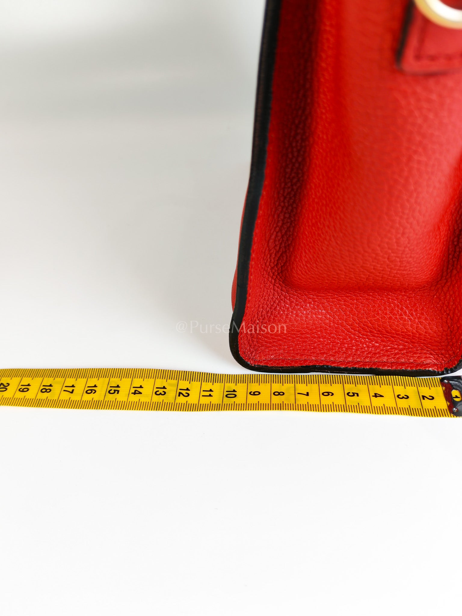 Nano Luggage Tote Bag in Red Grained Calfskin Leather | Purse Maison Luxury Bags Shop