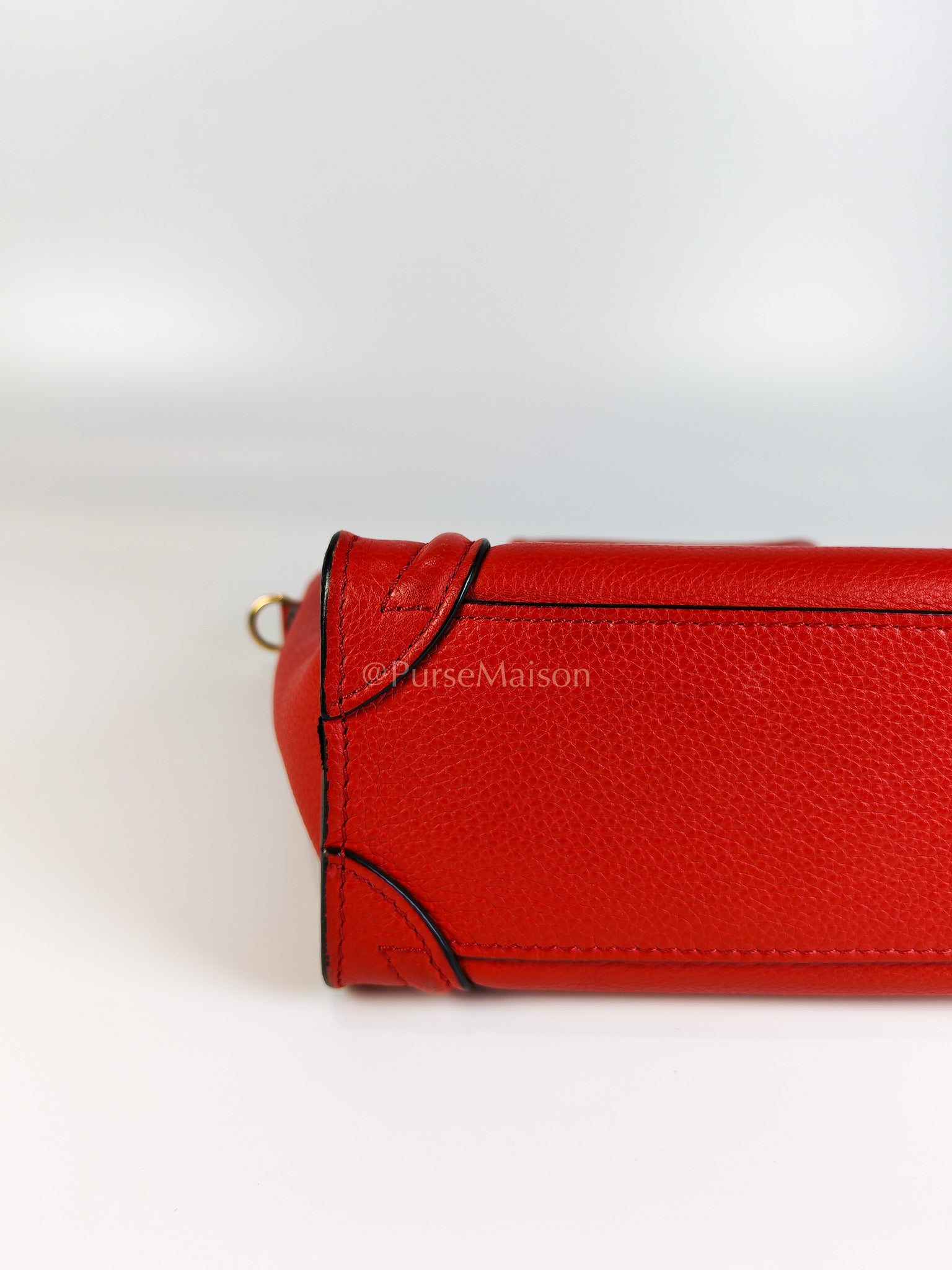 Nano Luggage Tote Bag in Red Grained Calfskin Leather | Purse Maison Luxury Bags Shop