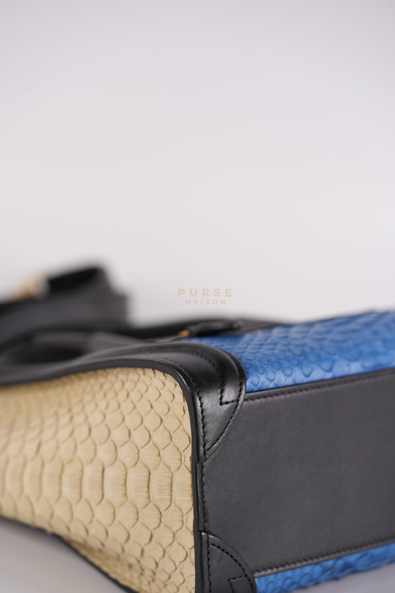 Nano Luggage Tri-color in Python Exotic Leather | Purse Maison Luxury Bags Shop
