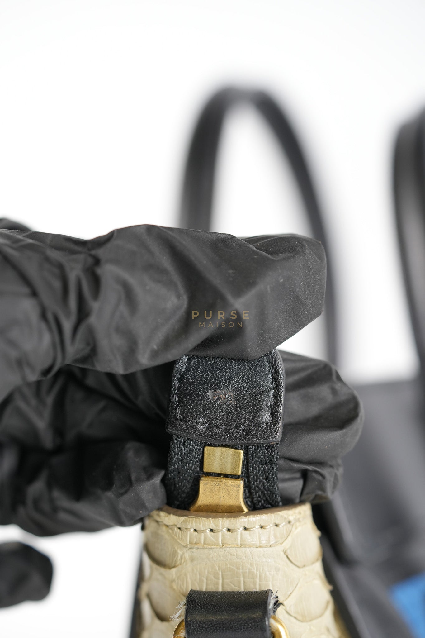 Nano Luggage Tri-color in Python Exotic Leather | Purse Maison Luxury Bags Shop