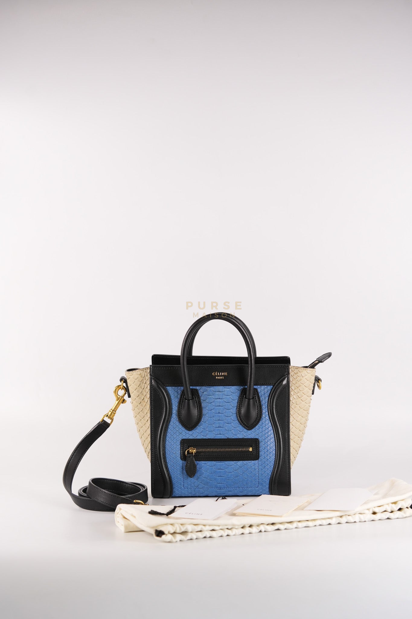 Nano Luggage Tri-color in Python Exotic Leather | Purse Maison Luxury Bags Shop