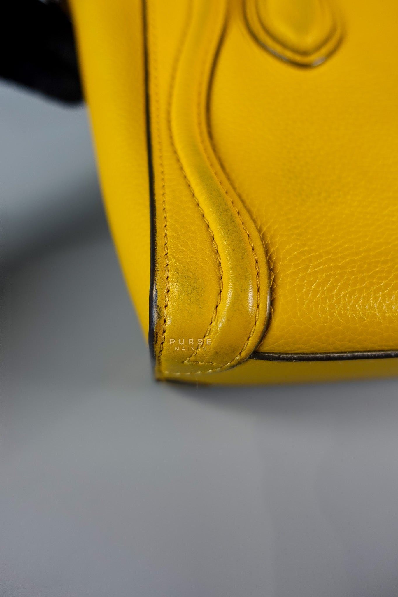 Nano Luggage Yellow Drummed Calfskin Leather Handbag | Purse Maison Luxury Bags Shop
