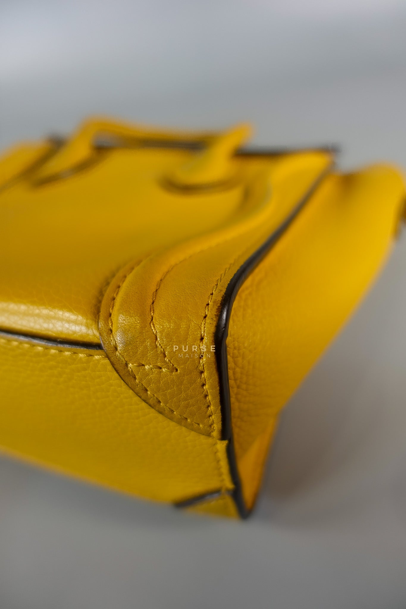 Nano Luggage Yellow Drummed Calfskin Leather Handbag | Purse Maison Luxury Bags Shop