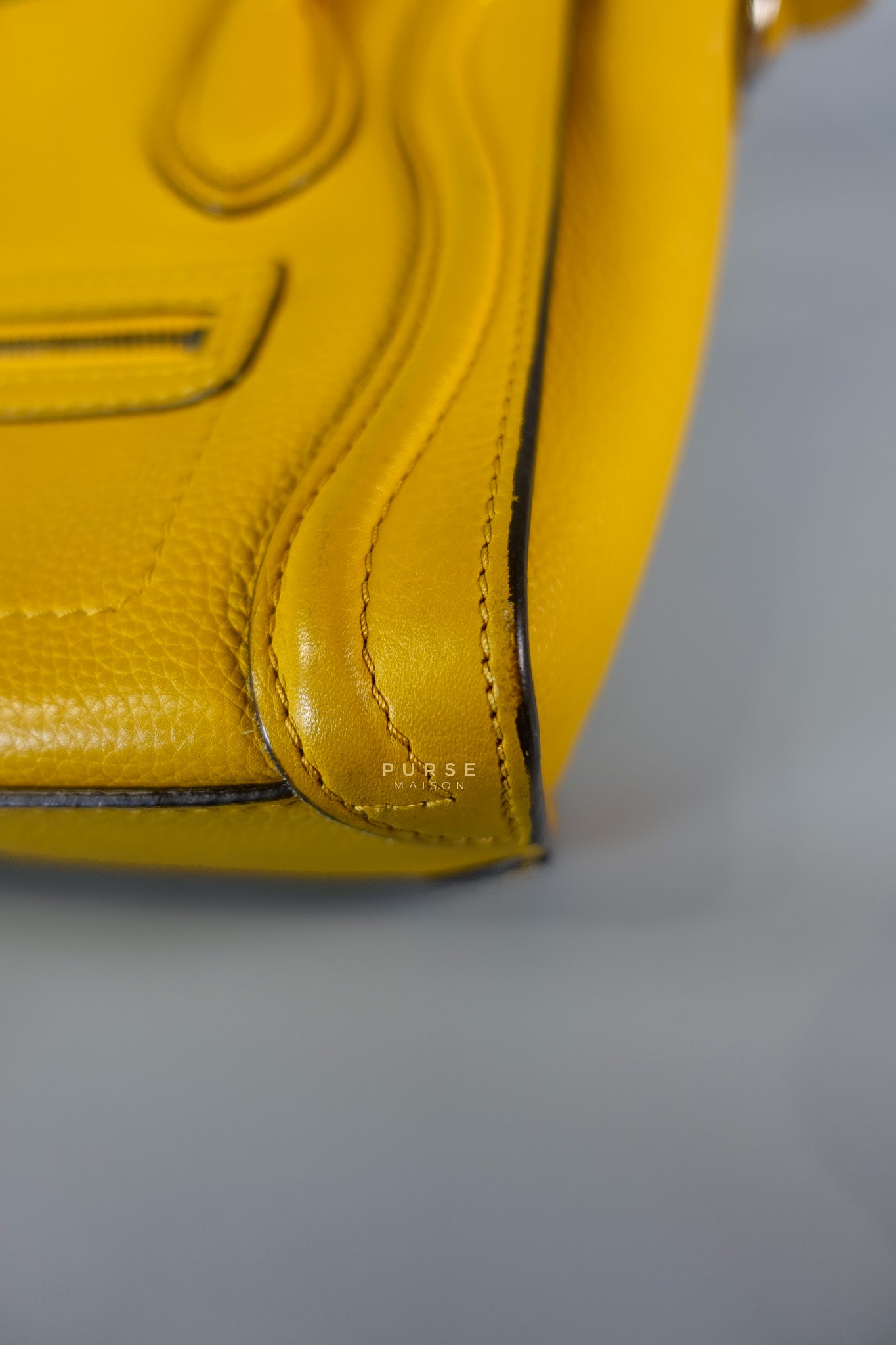 Nano Luggage Yellow Drummed Calfskin Leather Handbag | Purse Maison Luxury Bags Shop