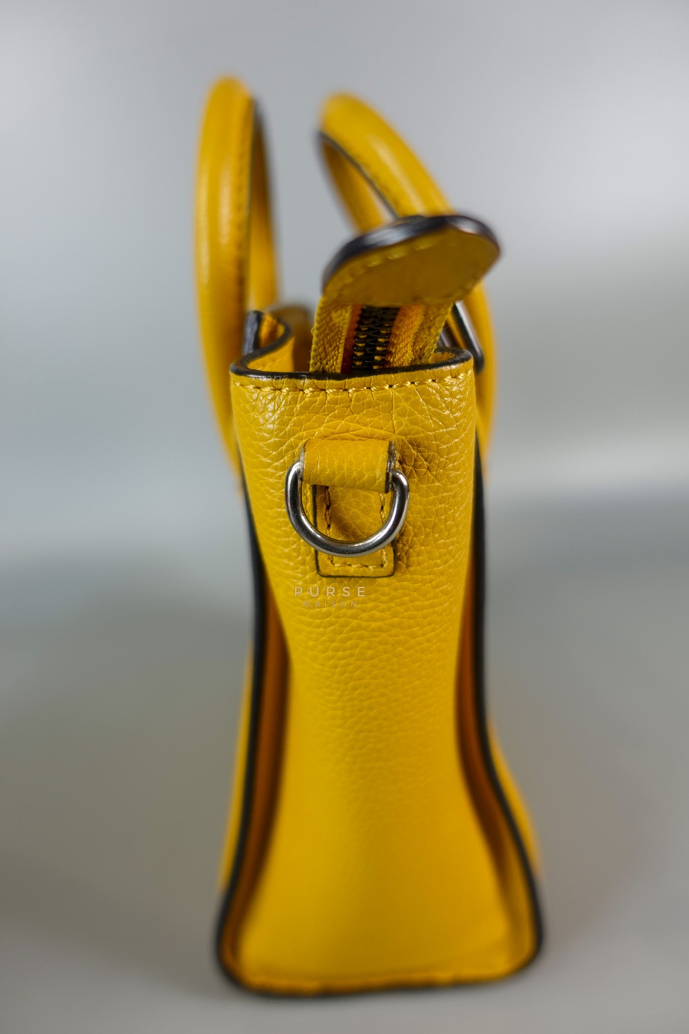 Nano Luggage Yellow Drummed Calfskin Leather Handbag | Purse Maison Luxury Bags Shop
