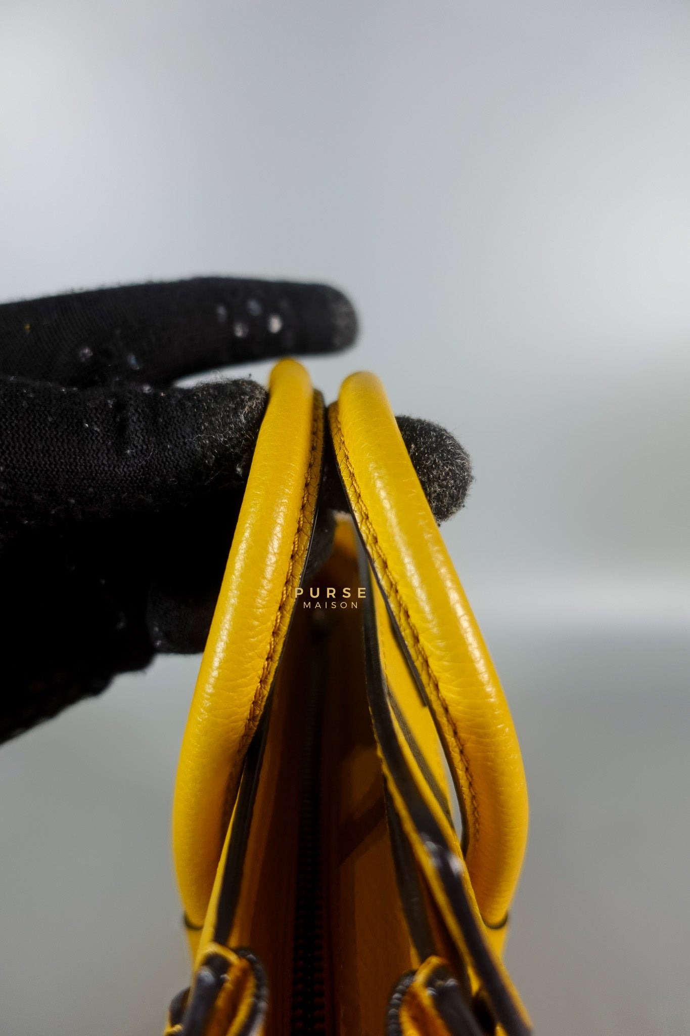 Nano Luggage Yellow Drummed Calfskin Leather Handbag | Purse Maison Luxury Bags Shop