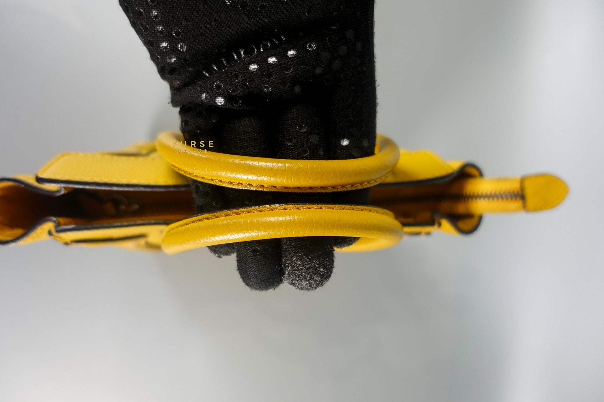 Nano Luggage Yellow Drummed Calfskin Leather Handbag | Purse Maison Luxury Bags Shop