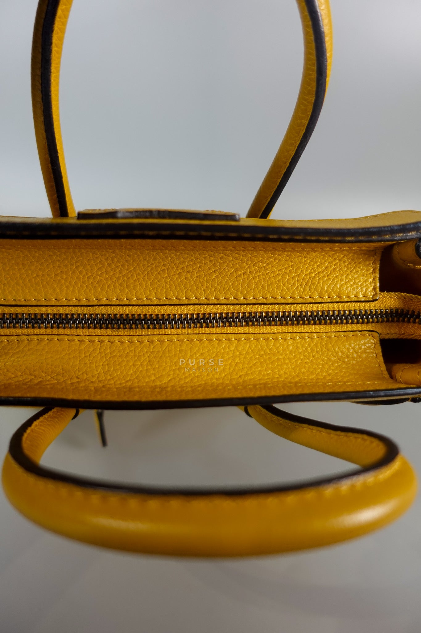 Nano Luggage Yellow Drummed Calfskin Leather Handbag | Purse Maison Luxury Bags Shop