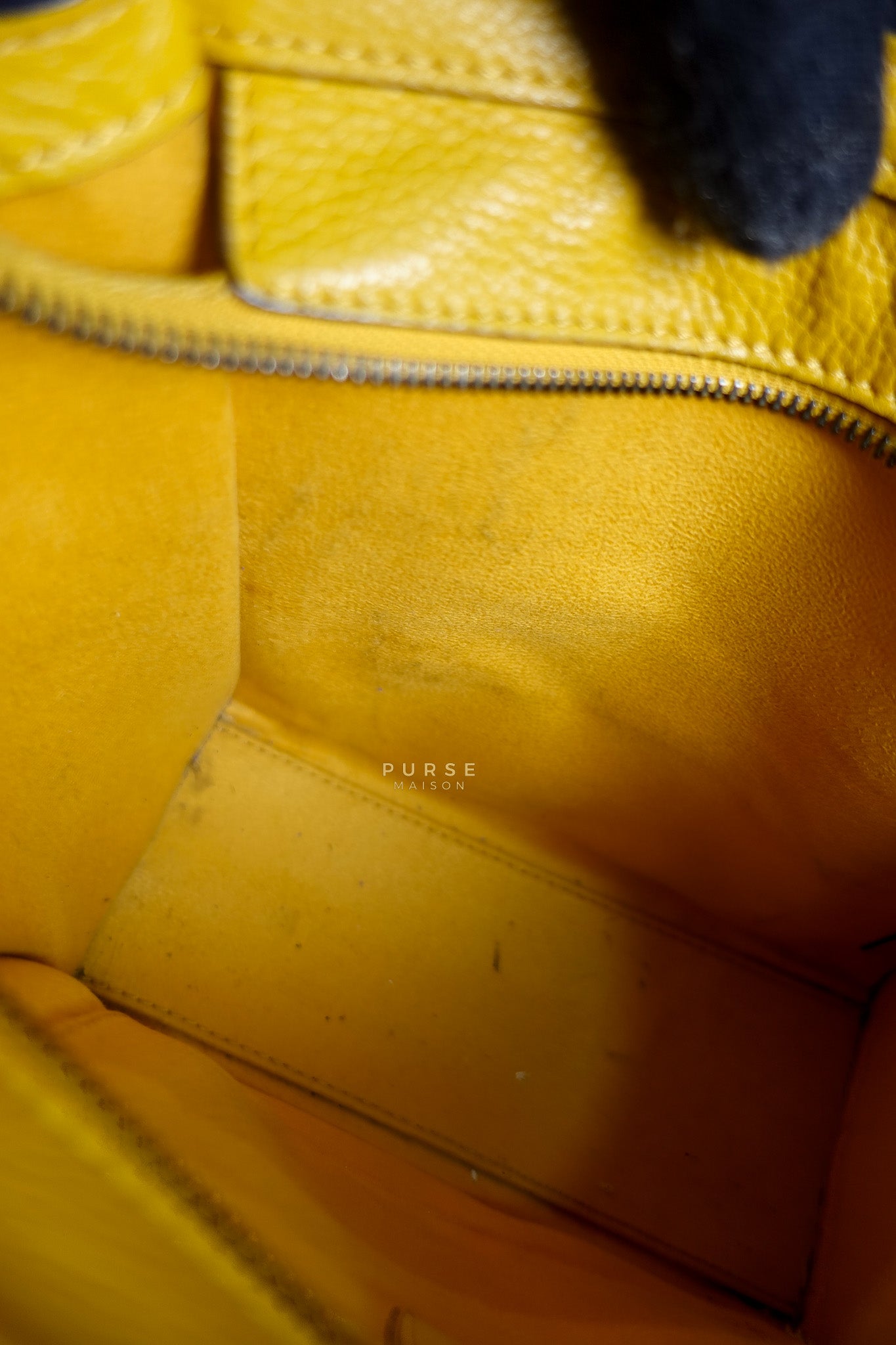 Nano Luggage Yellow Drummed Calfskin Leather Handbag | Purse Maison Luxury Bags Shop