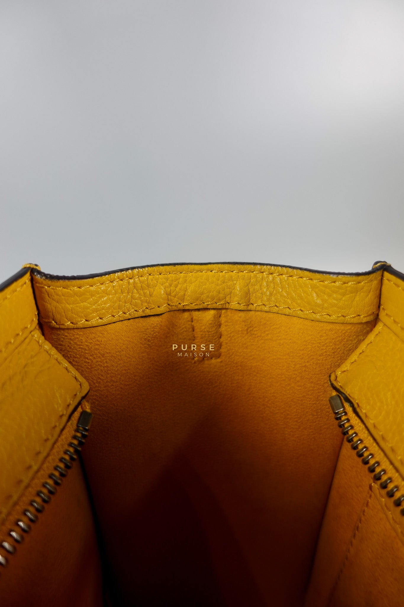 Nano Luggage Yellow Drummed Calfskin Leather Handbag | Purse Maison Luxury Bags Shop