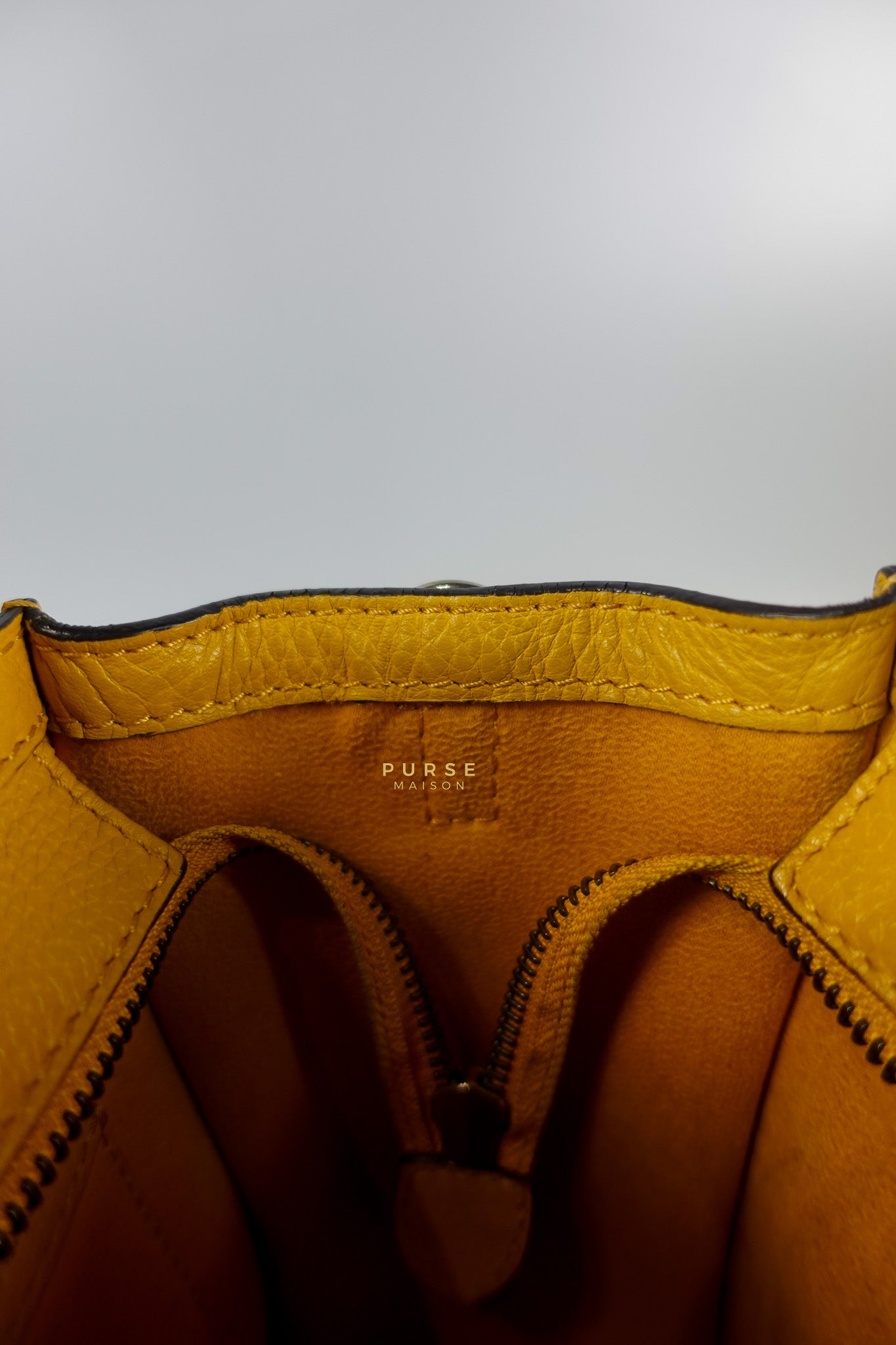 Nano Luggage Yellow Drummed Calfskin Leather Handbag | Purse Maison Luxury Bags Shop