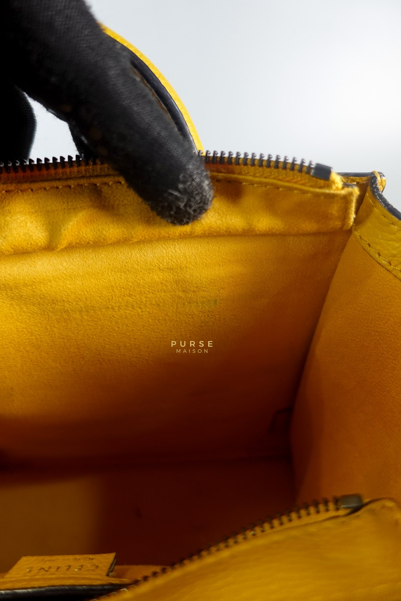 Nano Luggage Yellow Drummed Calfskin Leather Handbag | Purse Maison Luxury Bags Shop