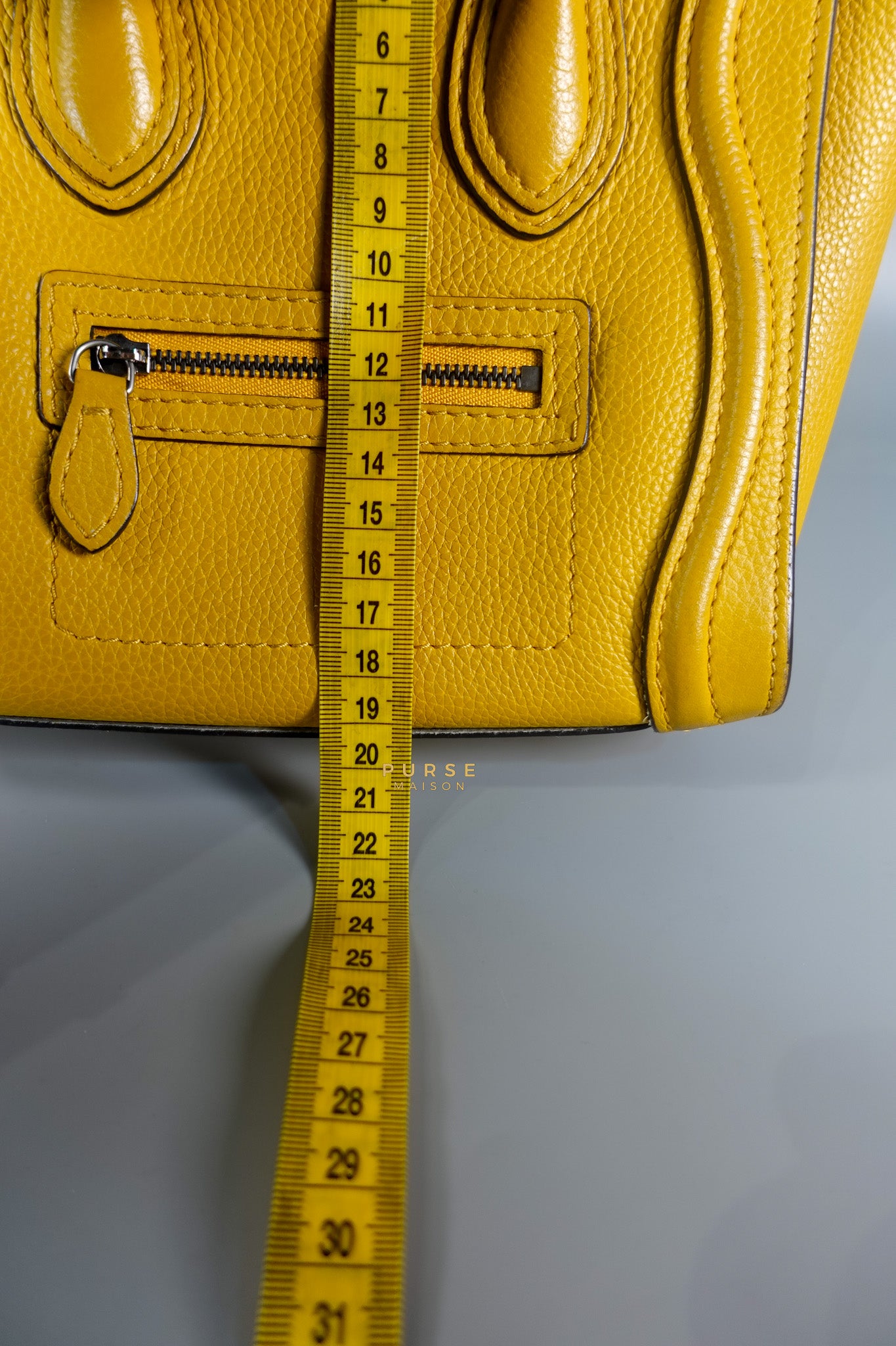Nano Luggage Yellow Drummed Calfskin Leather Handbag | Purse Maison Luxury Bags Shop