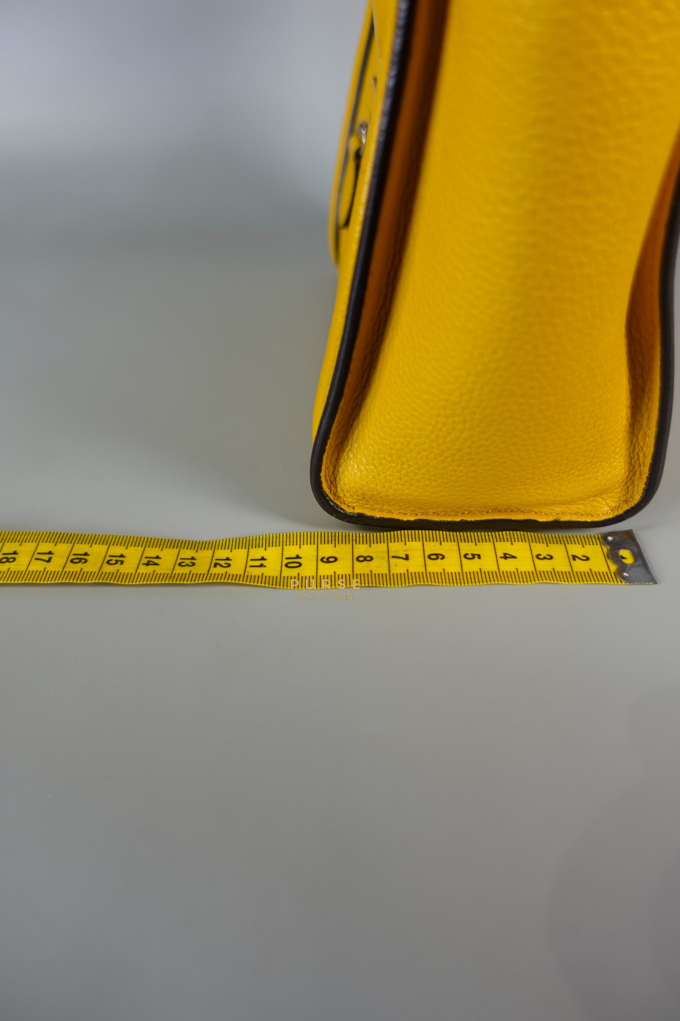 Nano Luggage Yellow Drummed Calfskin Leather Handbag | Purse Maison Luxury Bags Shop