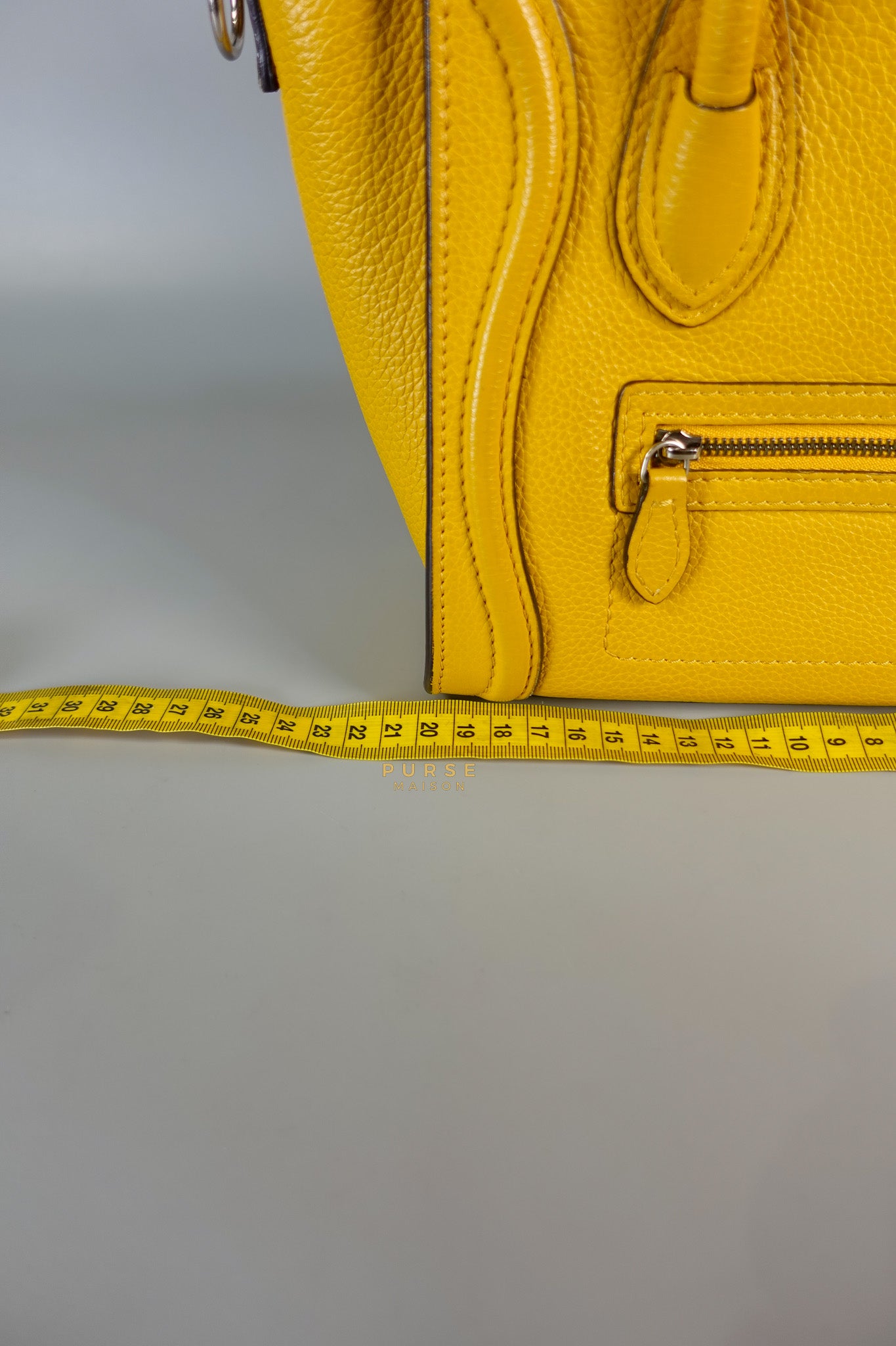 Nano Luggage Yellow Drummed Calfskin Leather Handbag | Purse Maison Luxury Bags Shop