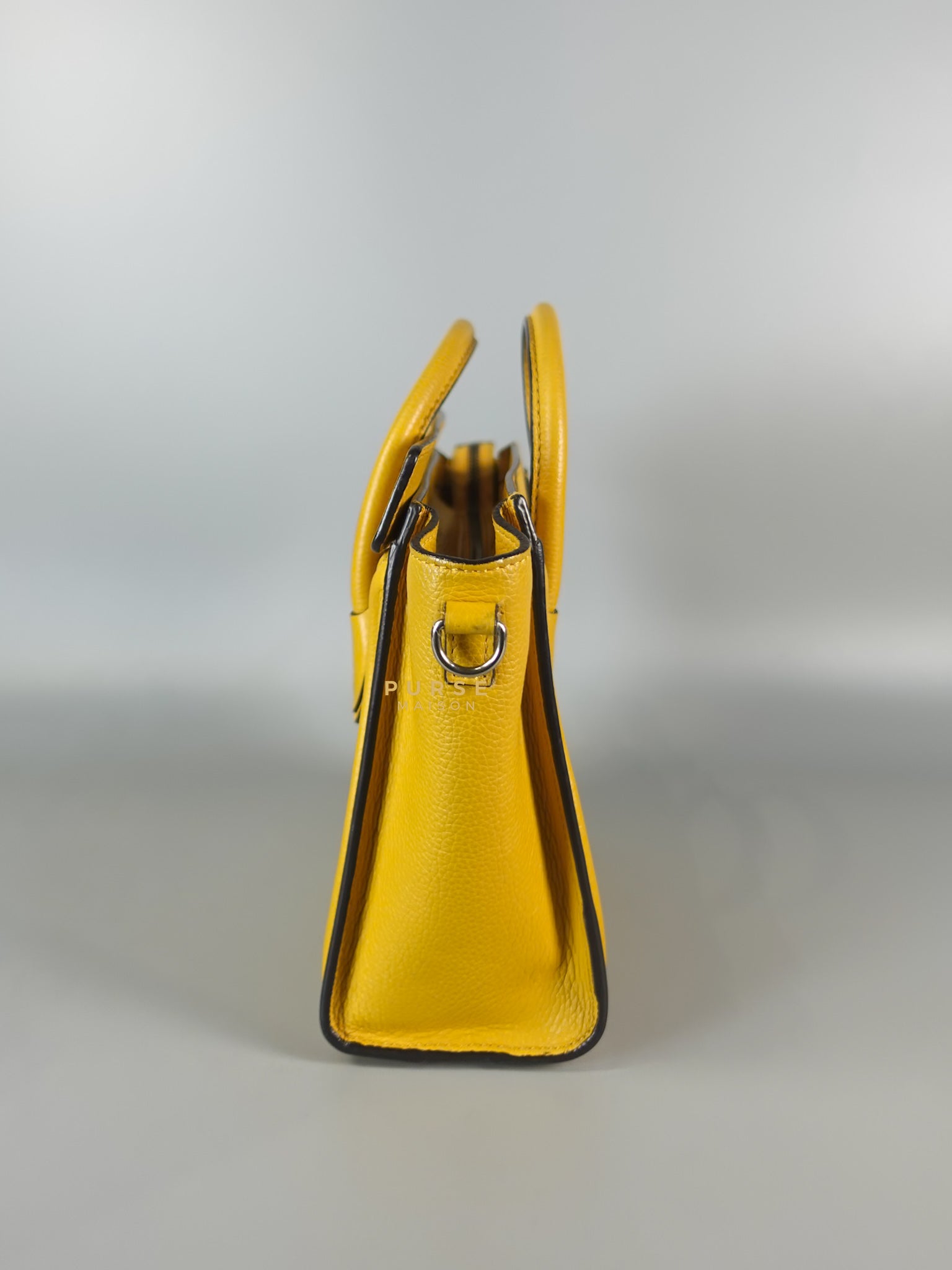Nano Luggage Yellow Drummed Calfskin Leather Handbag | Purse Maison Luxury Bags Shop