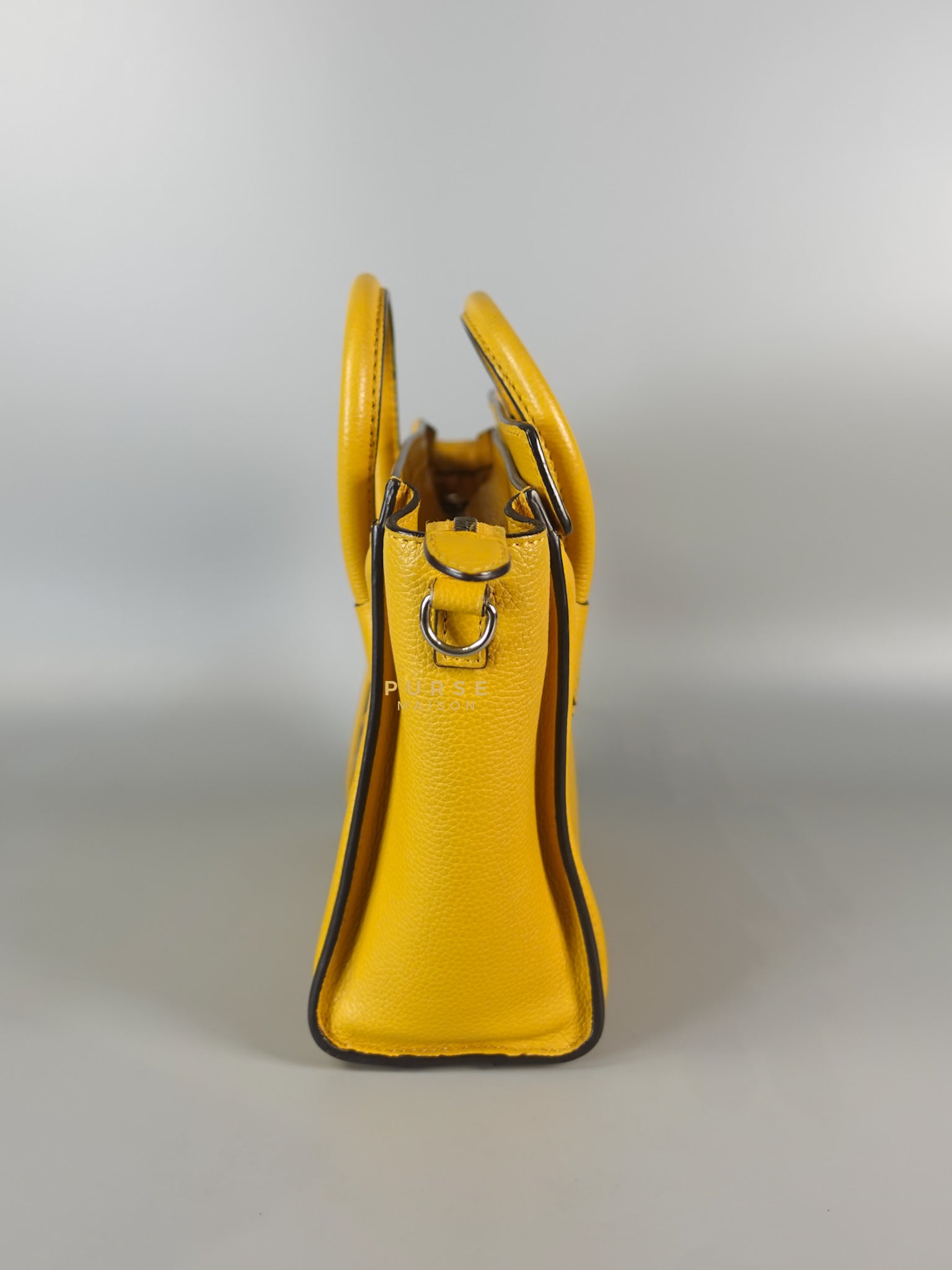 Nano Luggage Yellow Drummed Calfskin Leather Handbag | Purse Maison Luxury Bags Shop