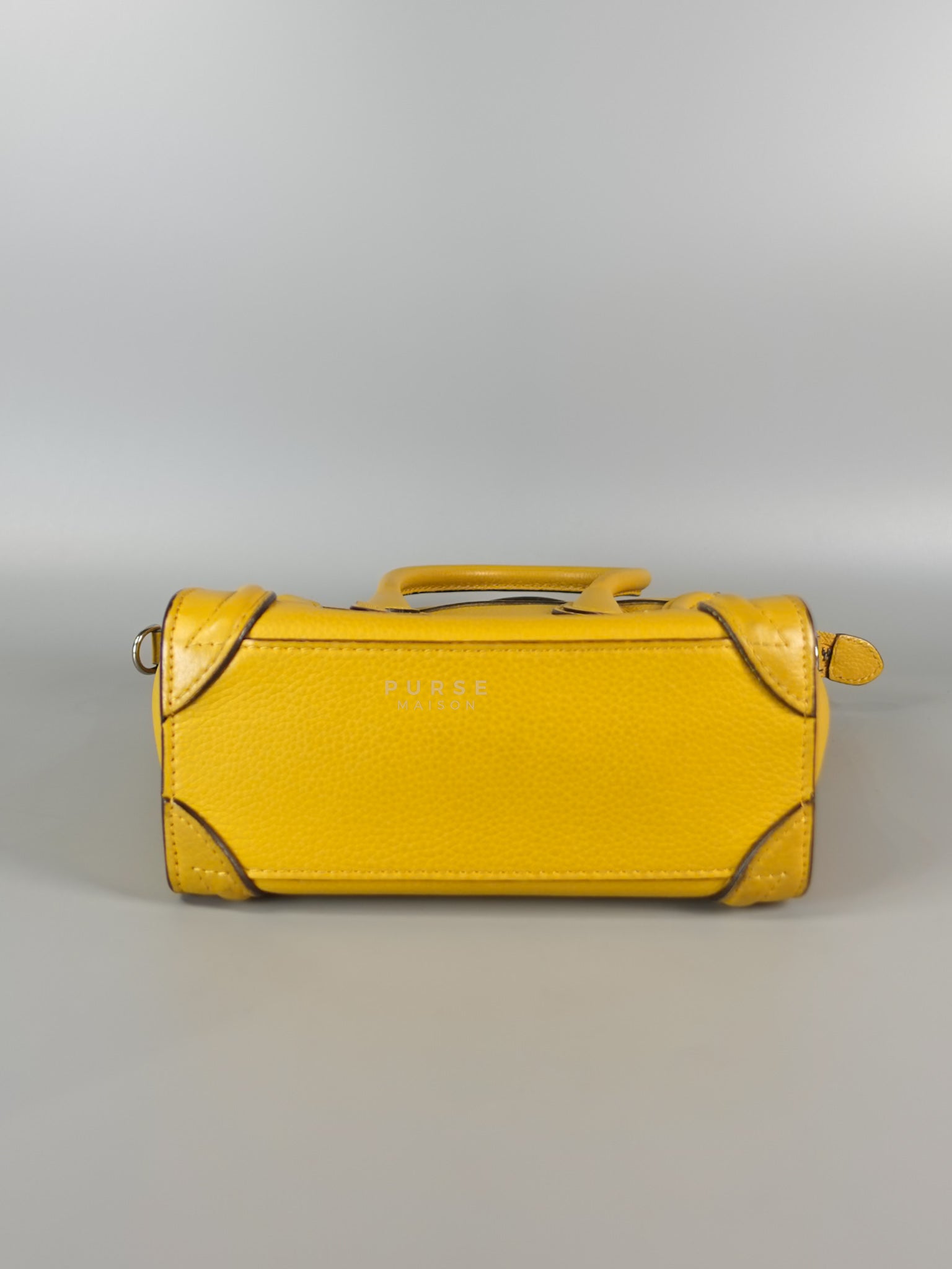 Nano Luggage Yellow Drummed Calfskin Leather Handbag | Purse Maison Luxury Bags Shop