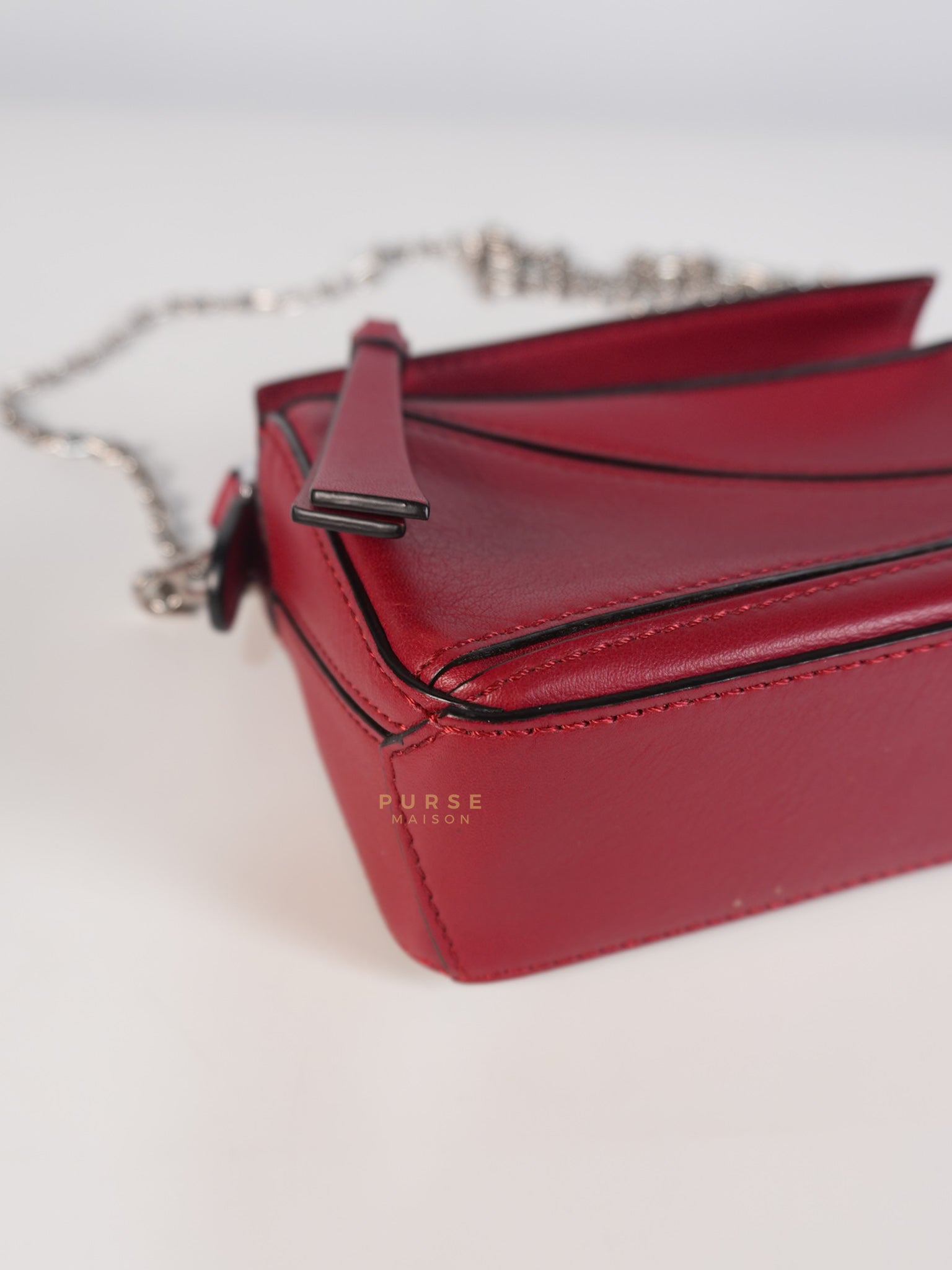 Nano Puzzle in Red Calfskin Leather | Purse Maison Luxury Bags Shop