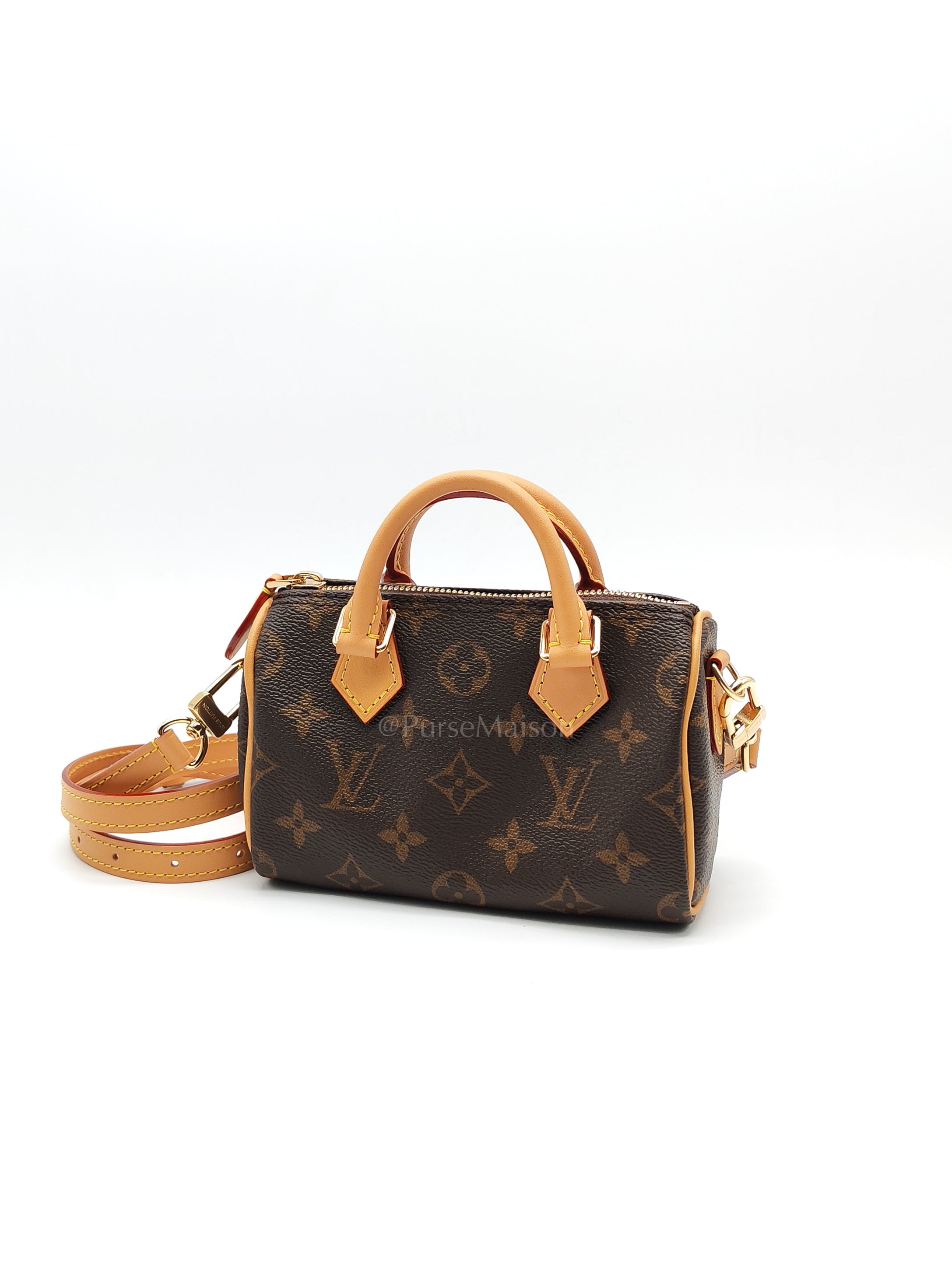 Nano Speedy Bandoulière in Monogram Canvas & Gold Hardware (Datecode: TN3265) | Purse Maison Luxury Bags Shop