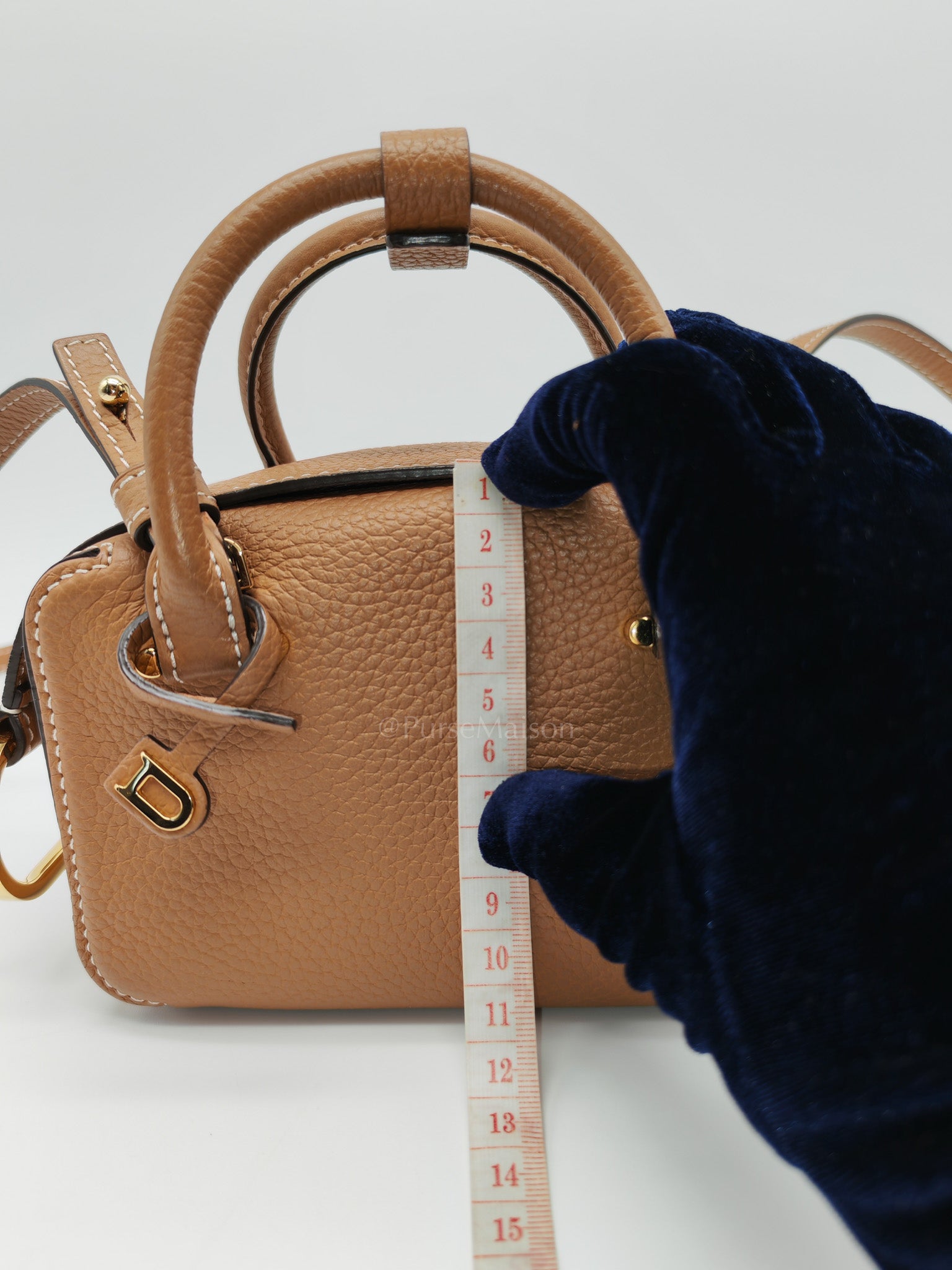 Cool Box Nano Satchel in Brown Taurillon Soft Leather & Gold Hardware