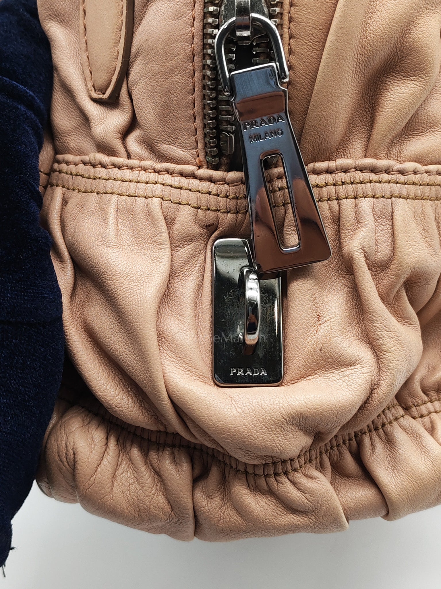 Nappa Graufre Satchel Bag in Cameo Leather & Silver Hardware | Purse Maison Luxury Bags Shop